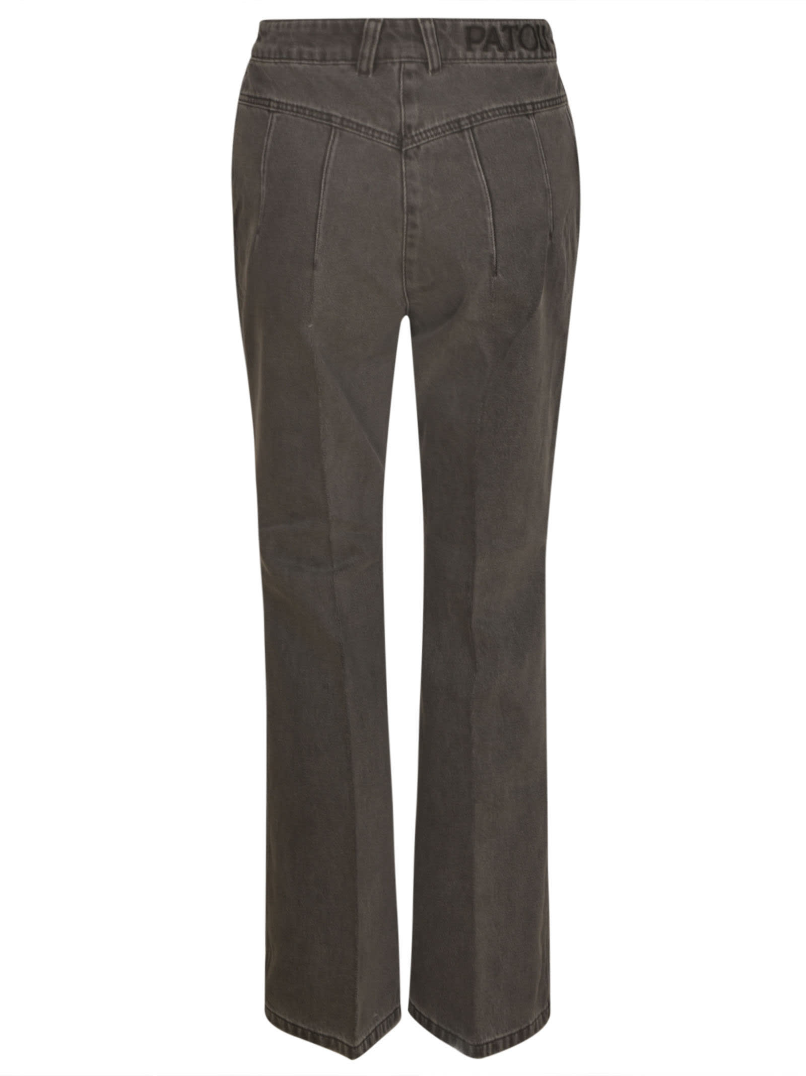 Shop Patou Button Fitted Jeans In Grey