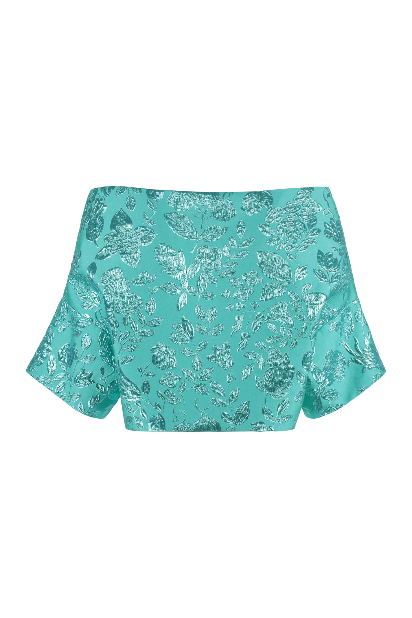 Shop P.a.r.o.s.h Floral Jacquard Fabric Blouse In Green