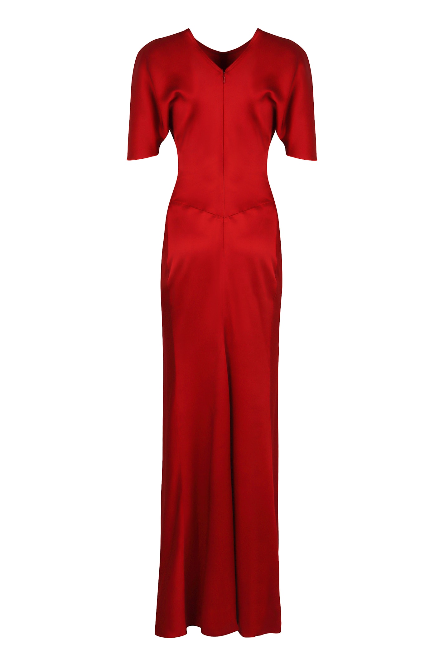 Victoria Beckham Womens Gathered Draped-sleeve Satin Maxi Dress Rose In Red