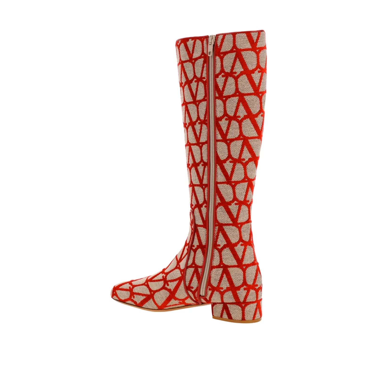 Valentino Vlogo 30 Type Toile Iconographe Canvas Knee-high Boot In Beige