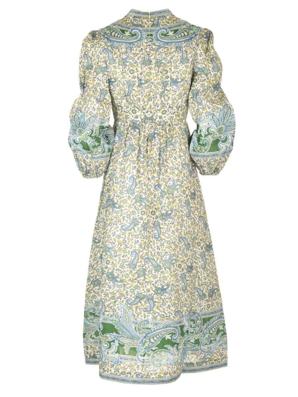 Shop Zimmermann Ottie Plunge Midi Dress In Green Paisley