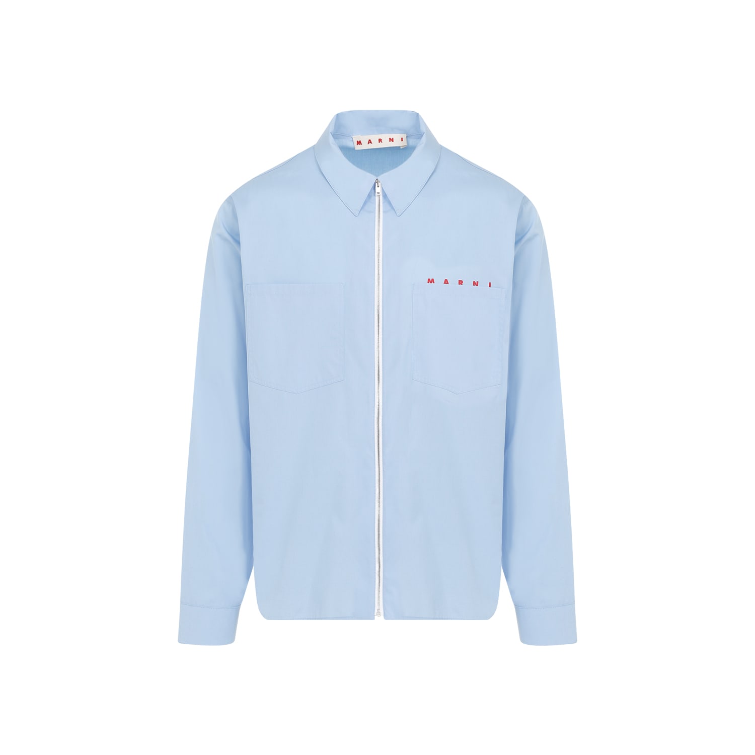 Marni Cotton Shirt In Iris Blue