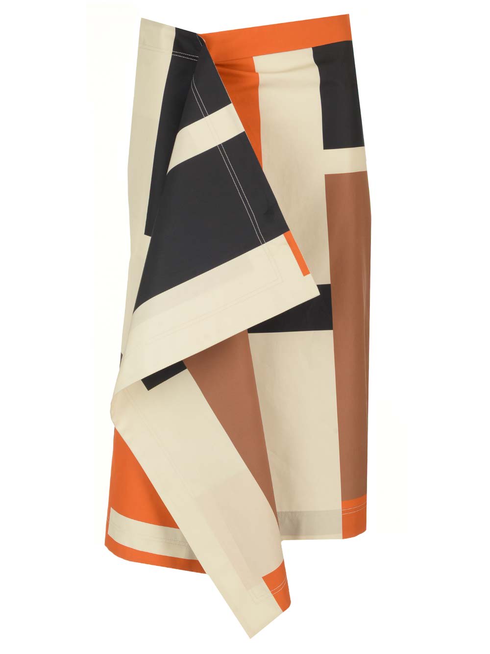 Shop Fendi Multicolor Printed Poplin Skirt In Orange