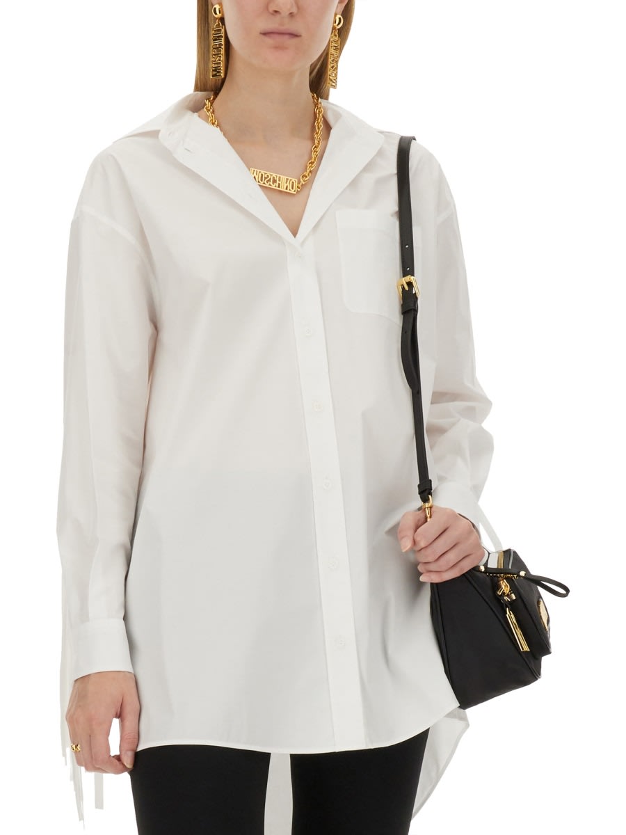 Shop Moschino Poplin Shirt In White