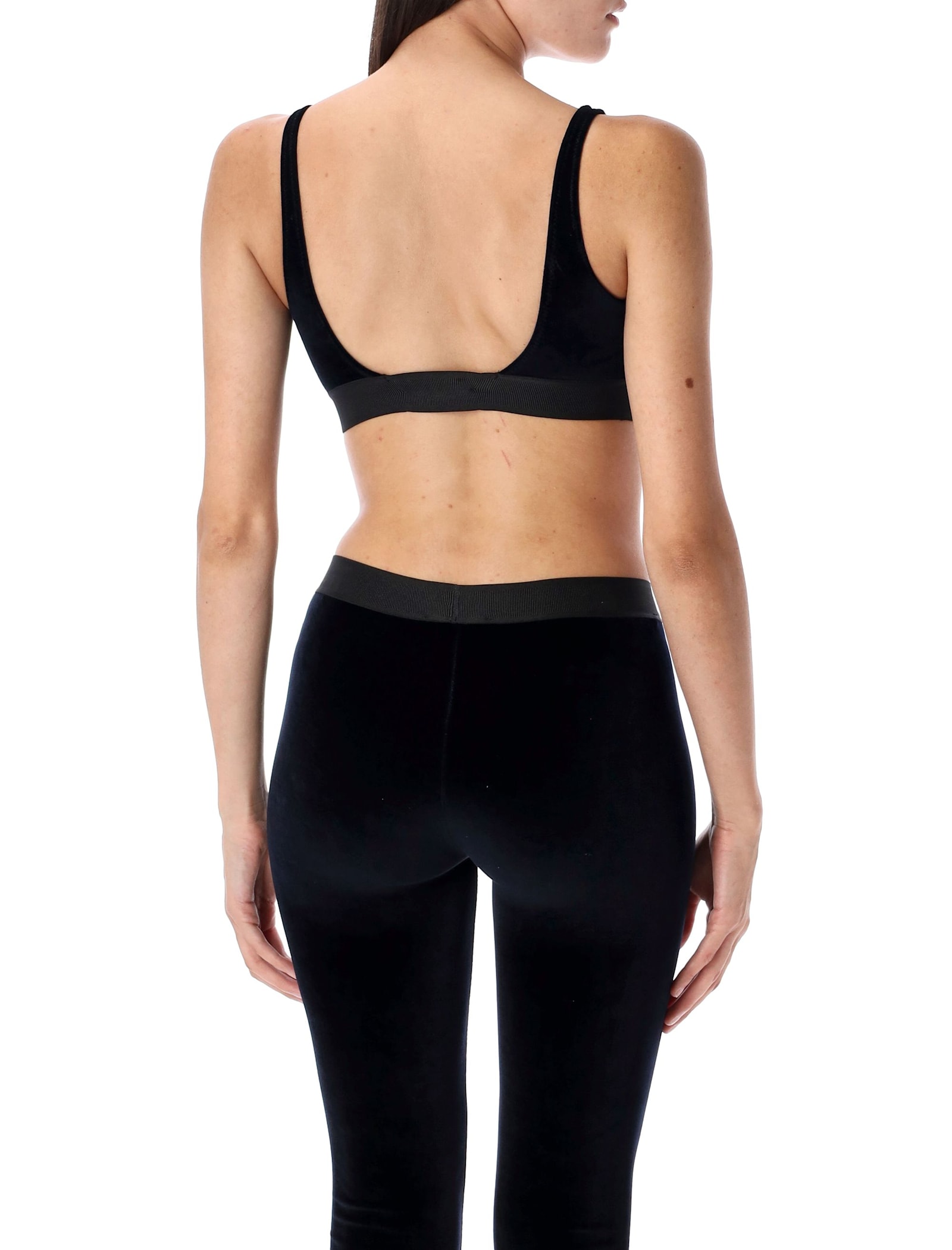 Tom Ford Stretch Velvet Bralette In Blue
