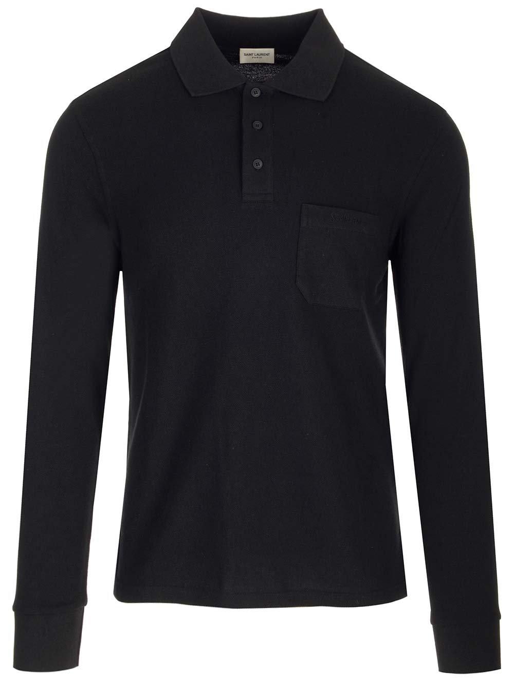 Button Detailed Long-sleeved Polo Shirt