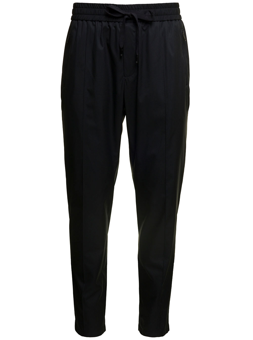 Shop Dolce & Gabbana Black Jogger Pants Witrh Drawstring In Jersey Lined Nylon Man In Nero