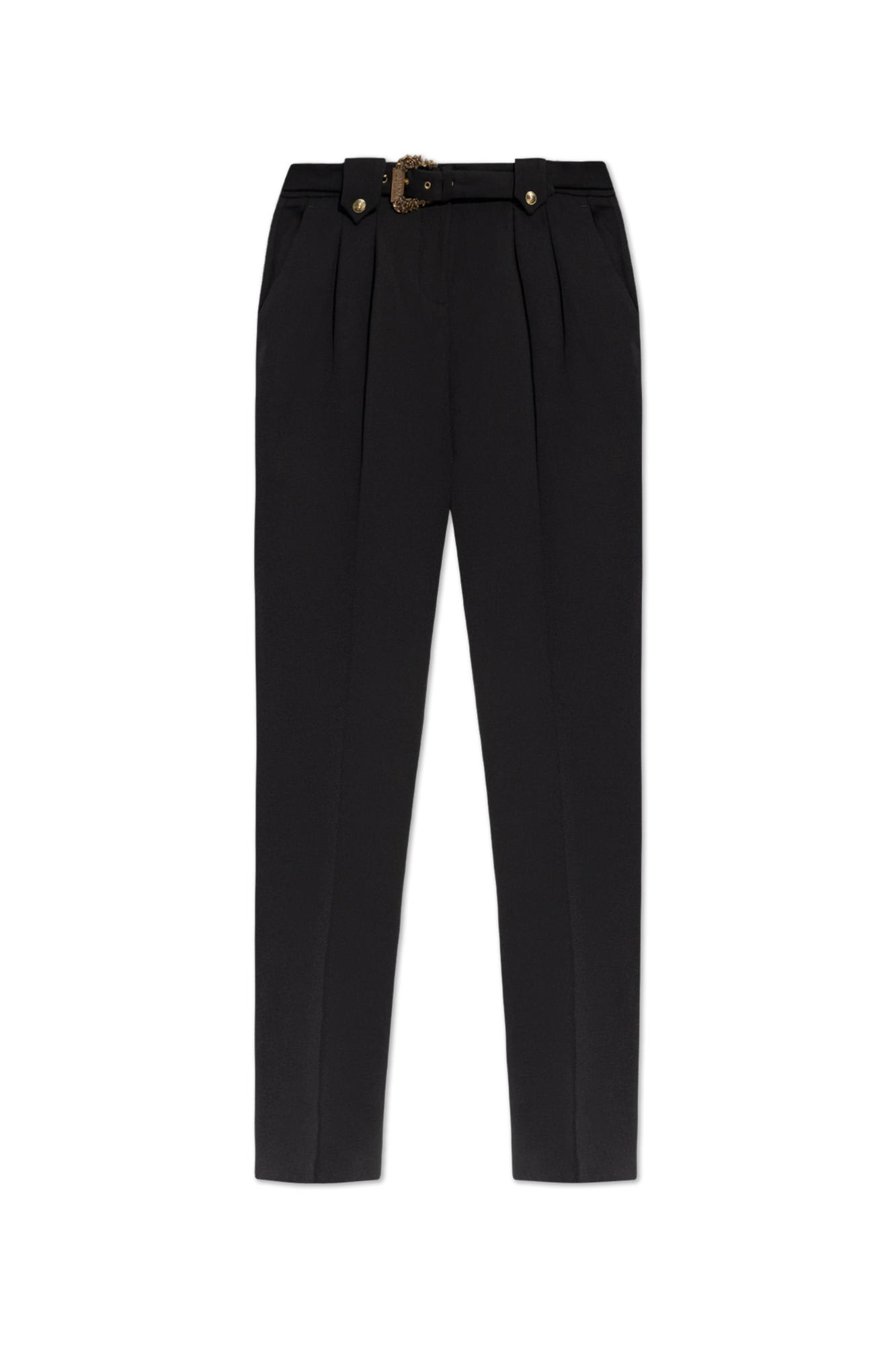 Shop Versace Jeans Couture Pants With Belt In Black