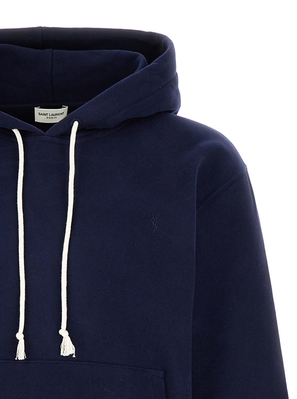 Shop Saint Laurent Blue Cassandre Hoodie In Cotton Man