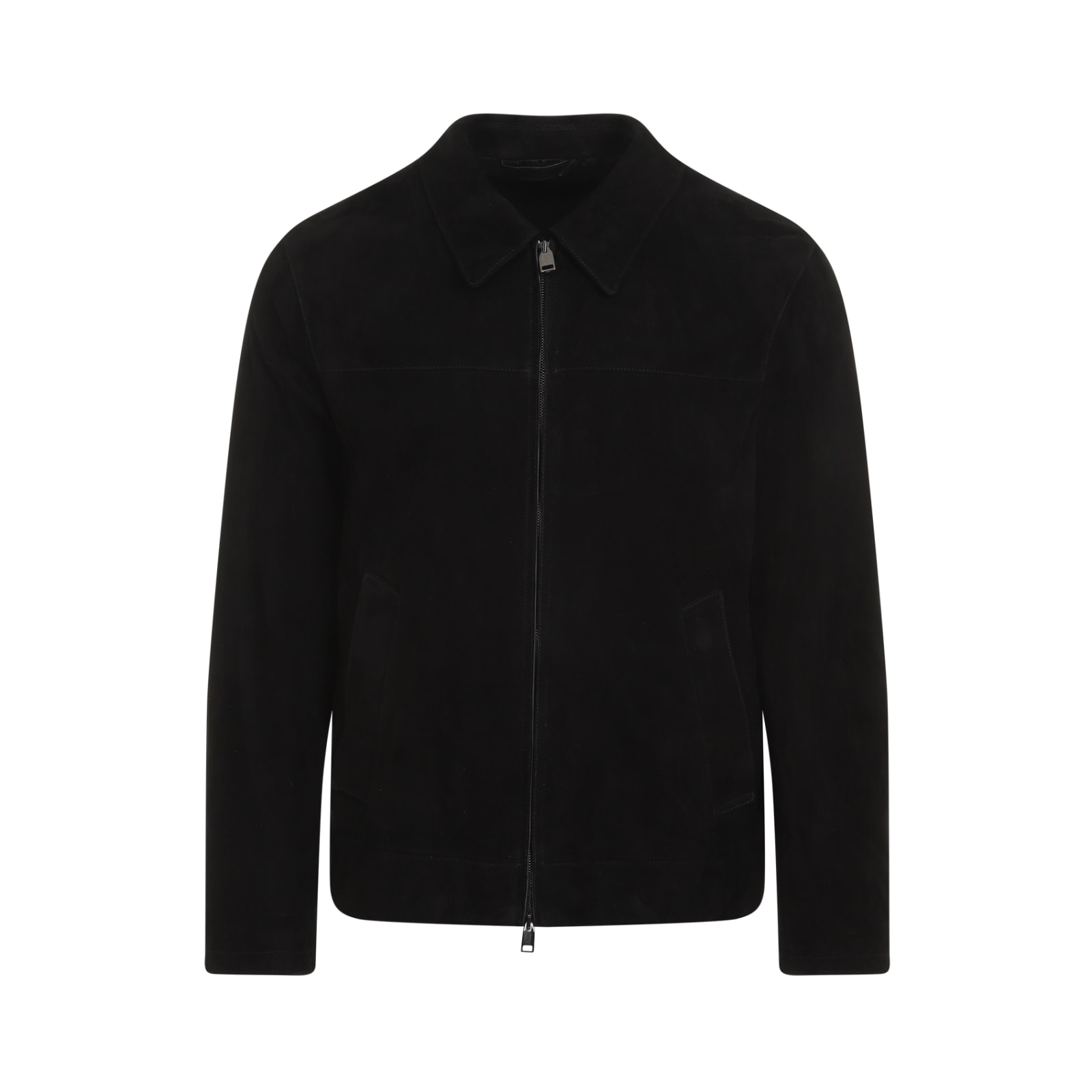 Shop Brioni Shirt Collar Blouson In Black