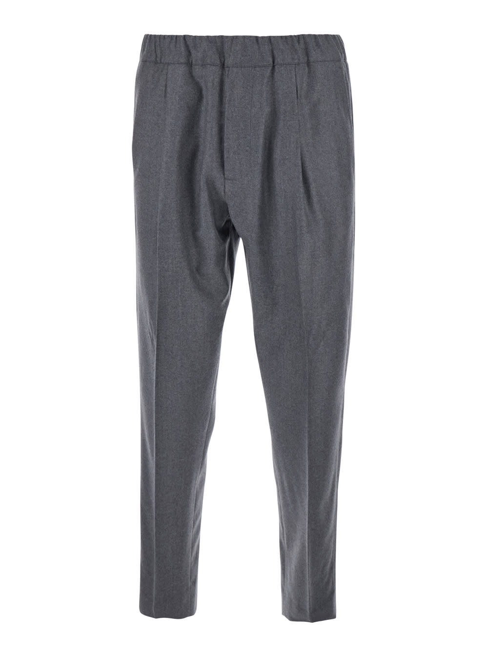 Low Brand Grey Pants With Elastic Waist In Cotton Man In Gray