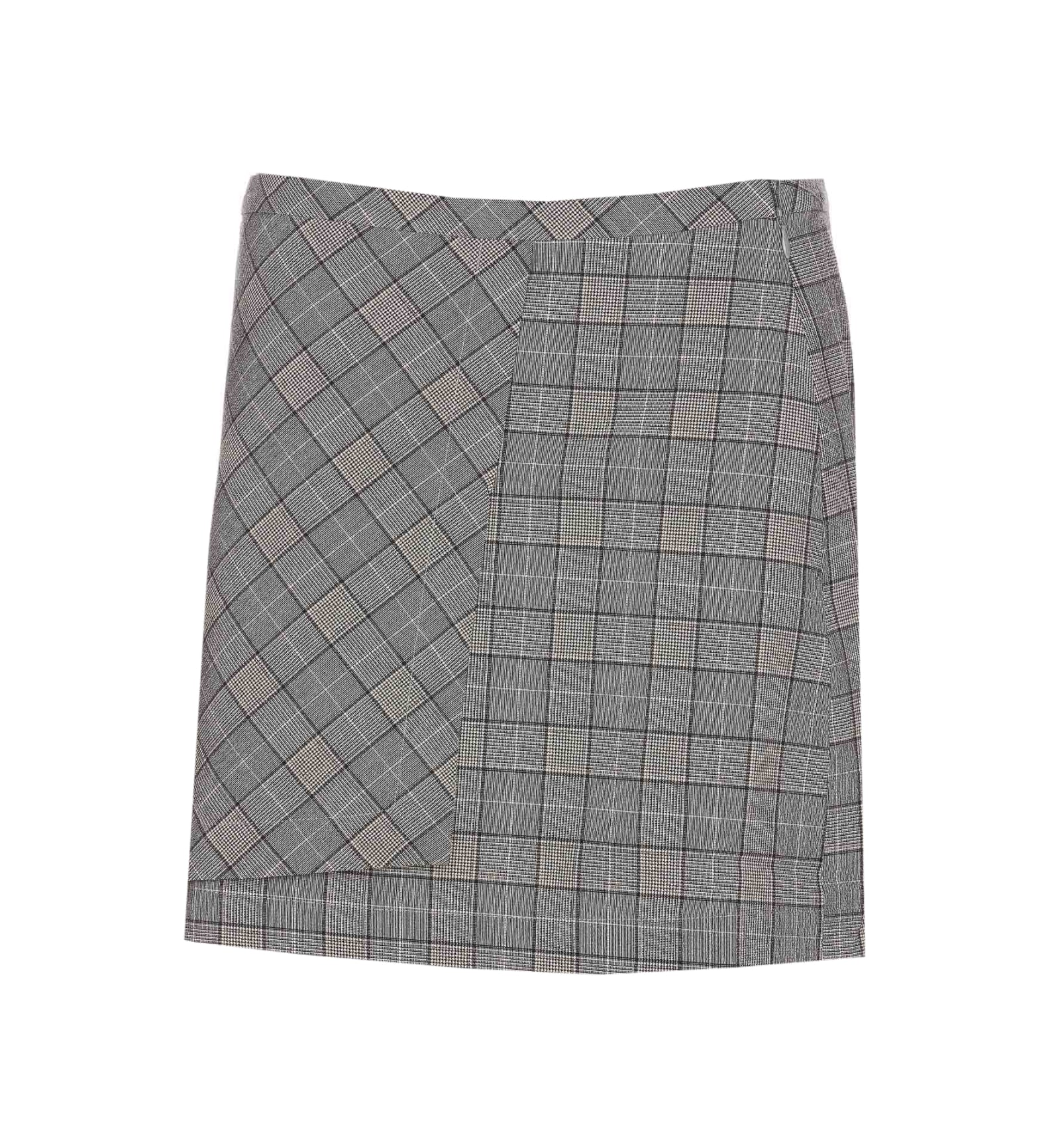 Ganni Wrap-design Check-print Miniskirt In Grey