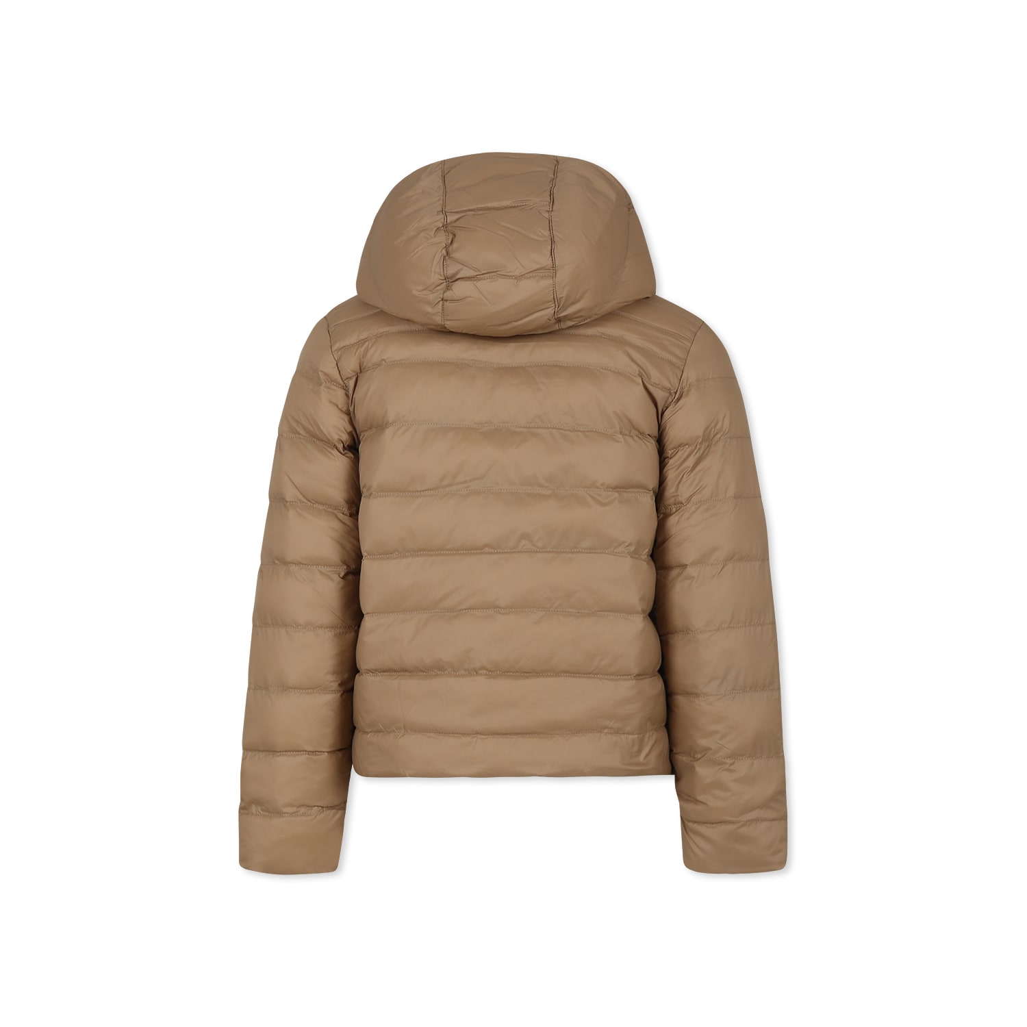 Hugo Boss Beige Reversible Down Jacket For Boy With Logo In Beige