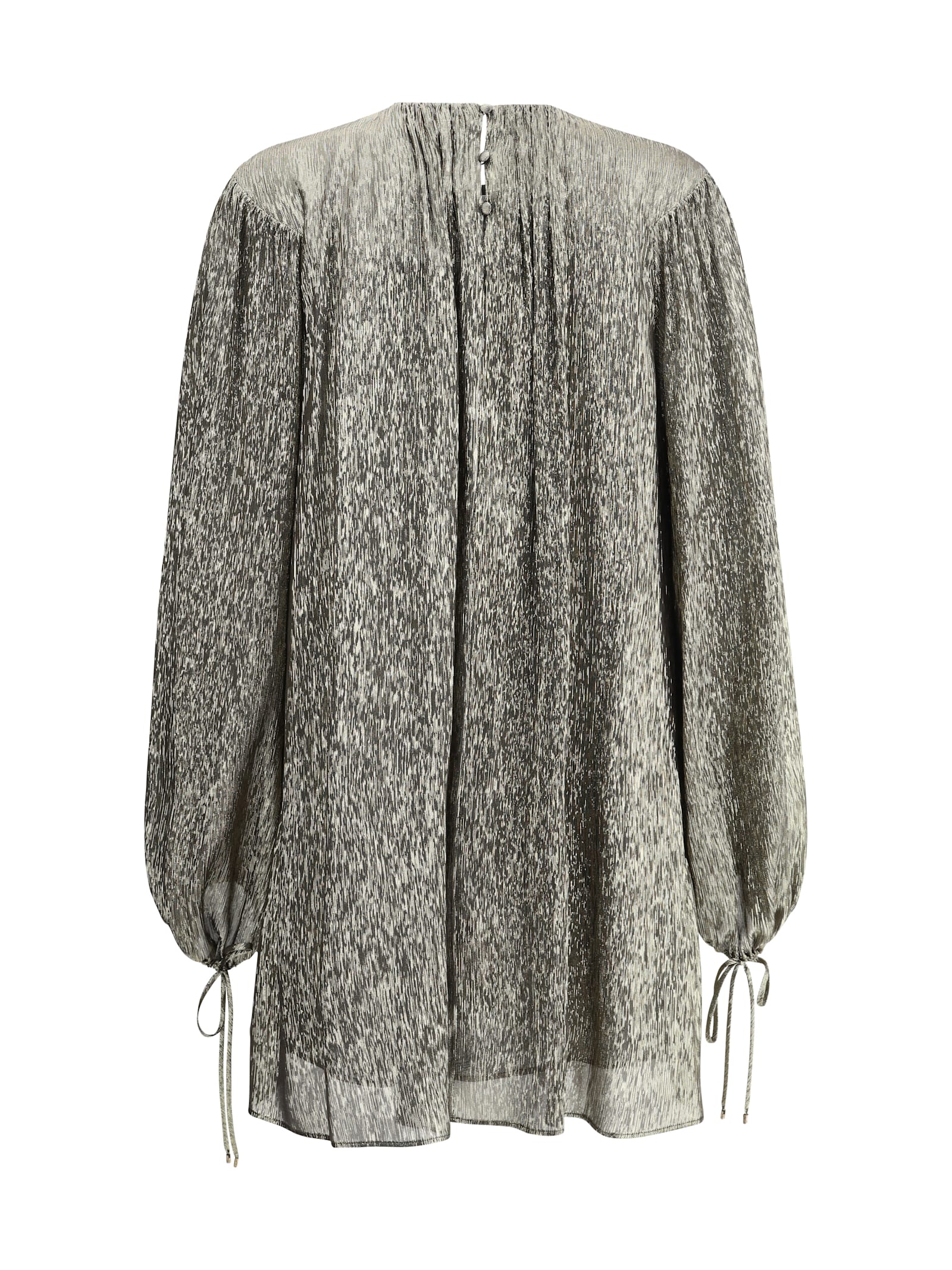 Shop Chloé Silk Lamé Mini Dress In Black Gold