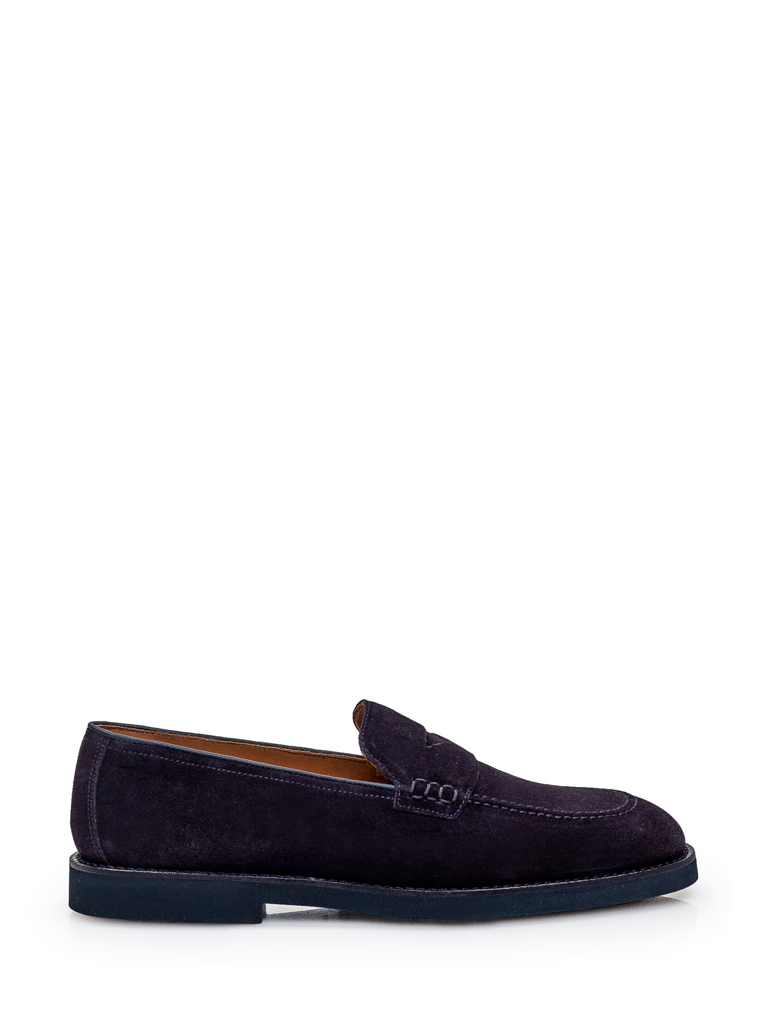 Doucal's Leather Loafer In Blu Fdo Blu
