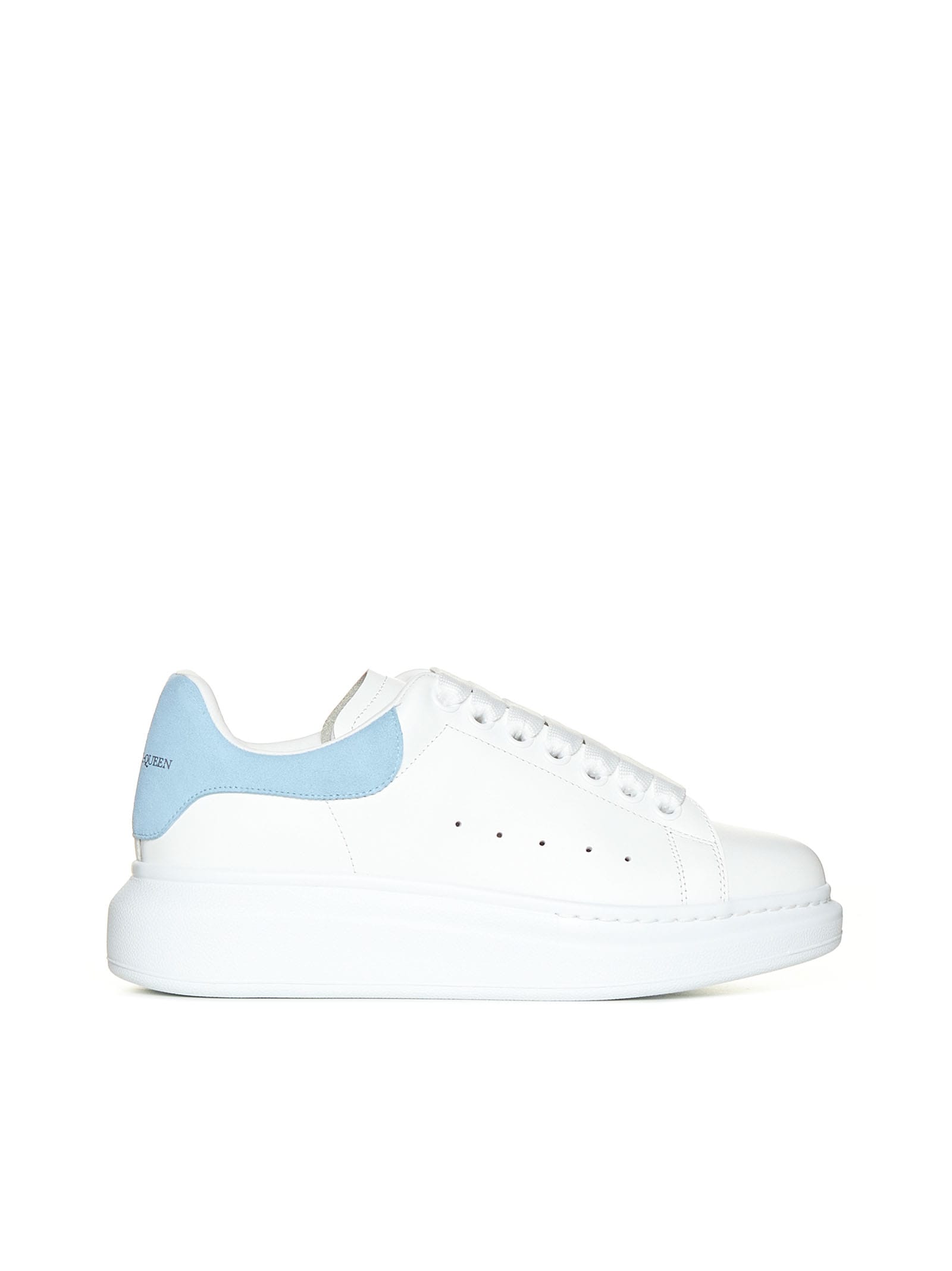 Alexander McQueen Sneakers In Leather And Light Blue Heel