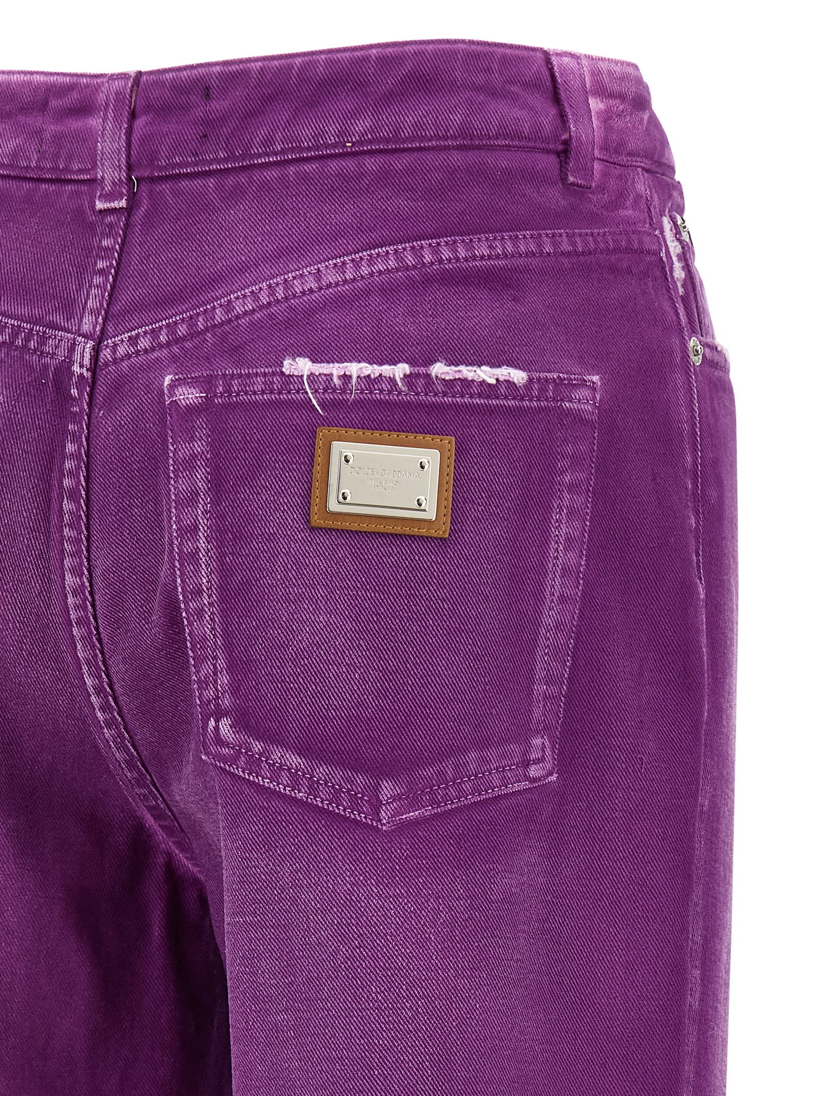 Dolce & Gabbana Flared Leg Trousers Rivet Accents In Burgundy