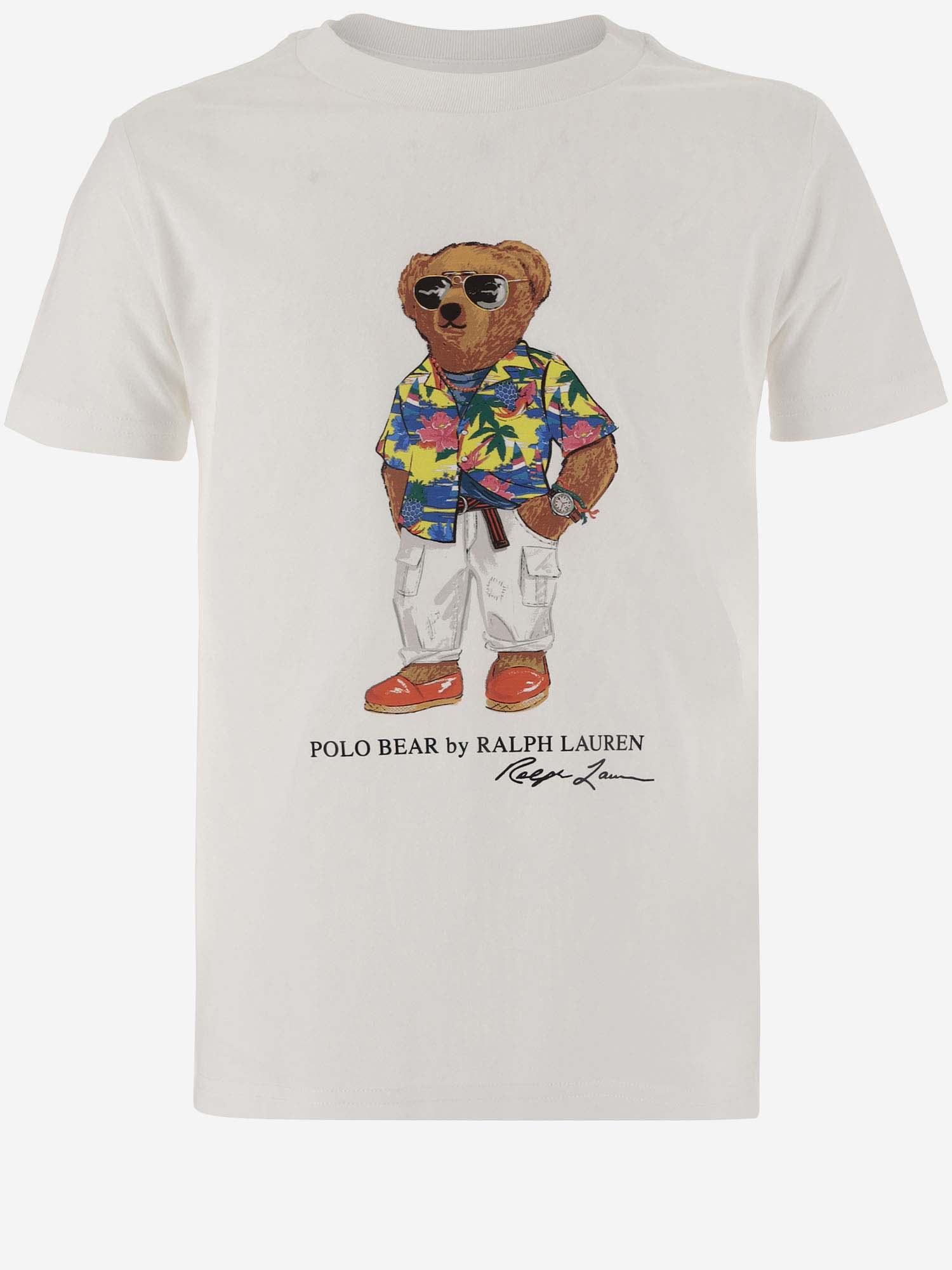 Shop Polo Ralph Lauren Cotton Polo Bear T-shirt In White