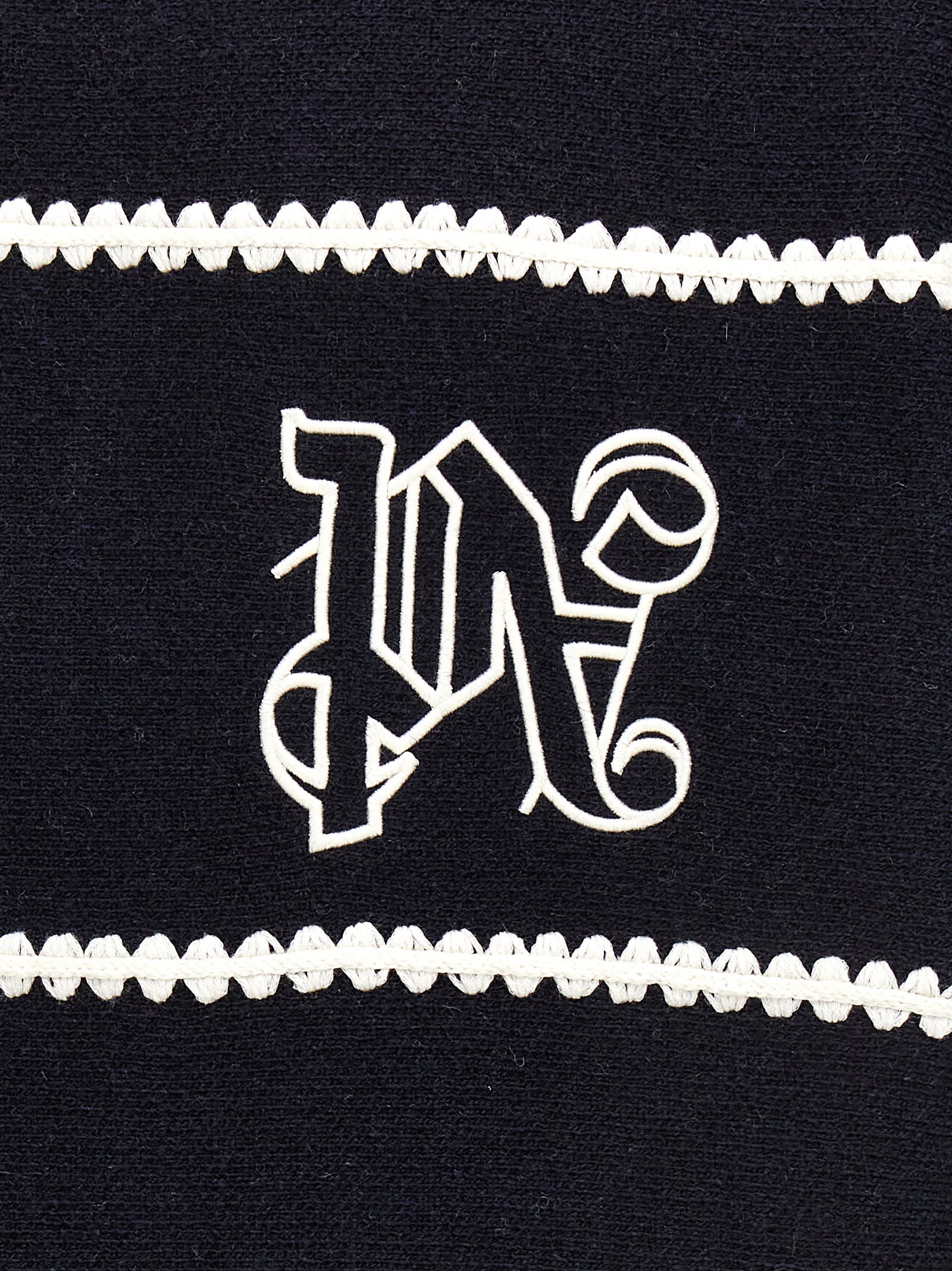 Shop Palm Angels Pa Monogram Striped Sweater In Blue