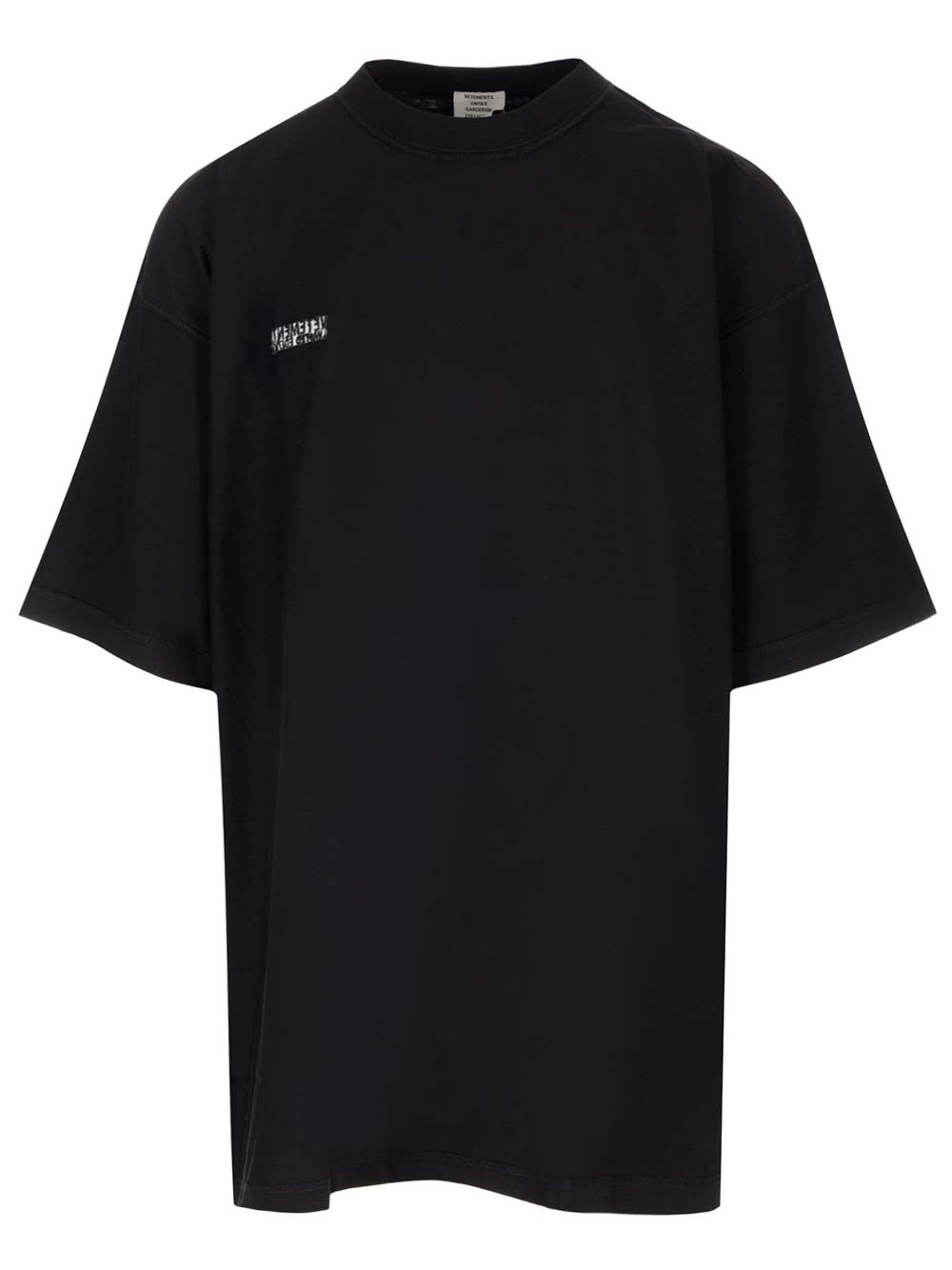Buy VETEMENTS men black t-shirt inside out for $1,545 online on