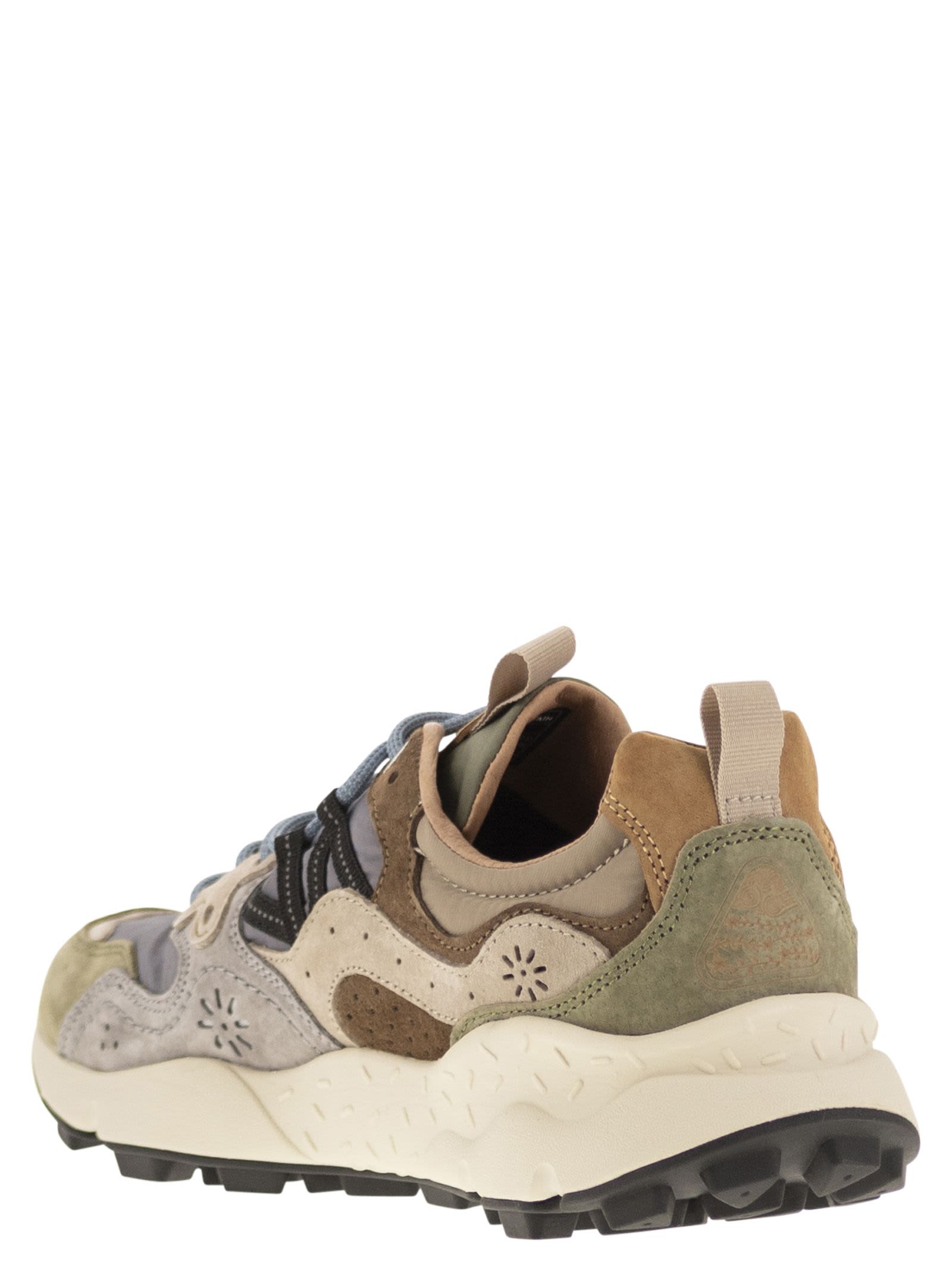 Shop Flower Mountain Yamano 3 - Sneakers In Suede And Technical Fabric In Grey