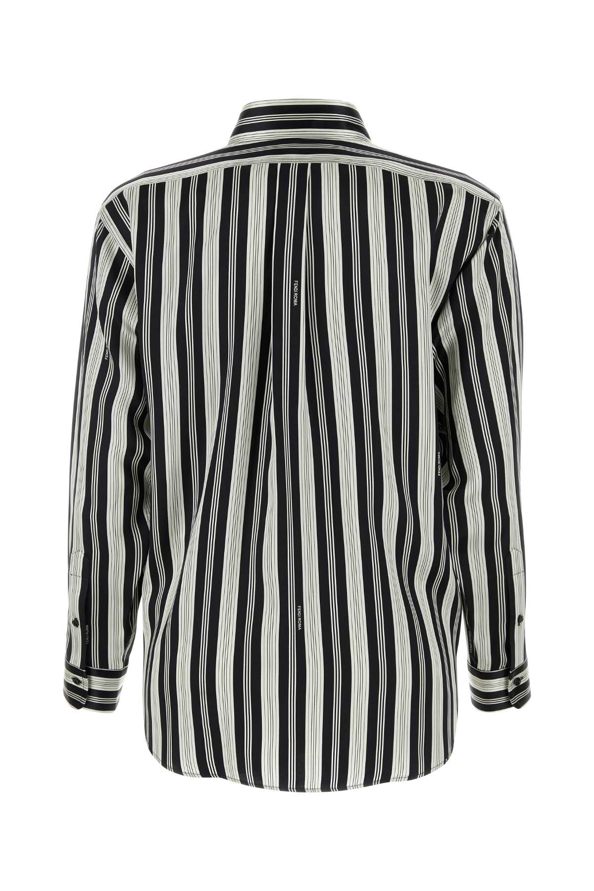 Shop Fendi Printed Satin  X Stefano Pilati Shirt In Blackwhite