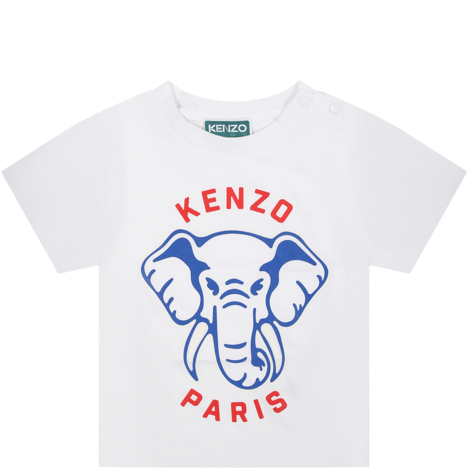 Kenzo White T-shirt For Baby Boy With Elephant And Logo