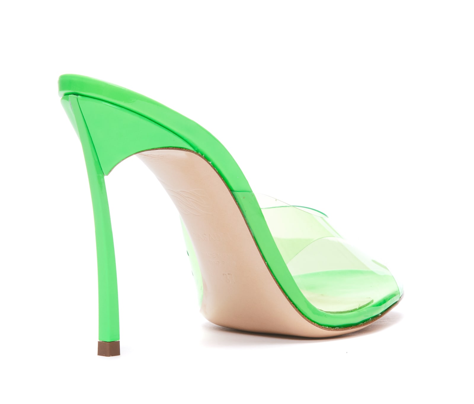 Casadei Green Transparent Peep Toe Sandals In Polyurethane Woman In Green