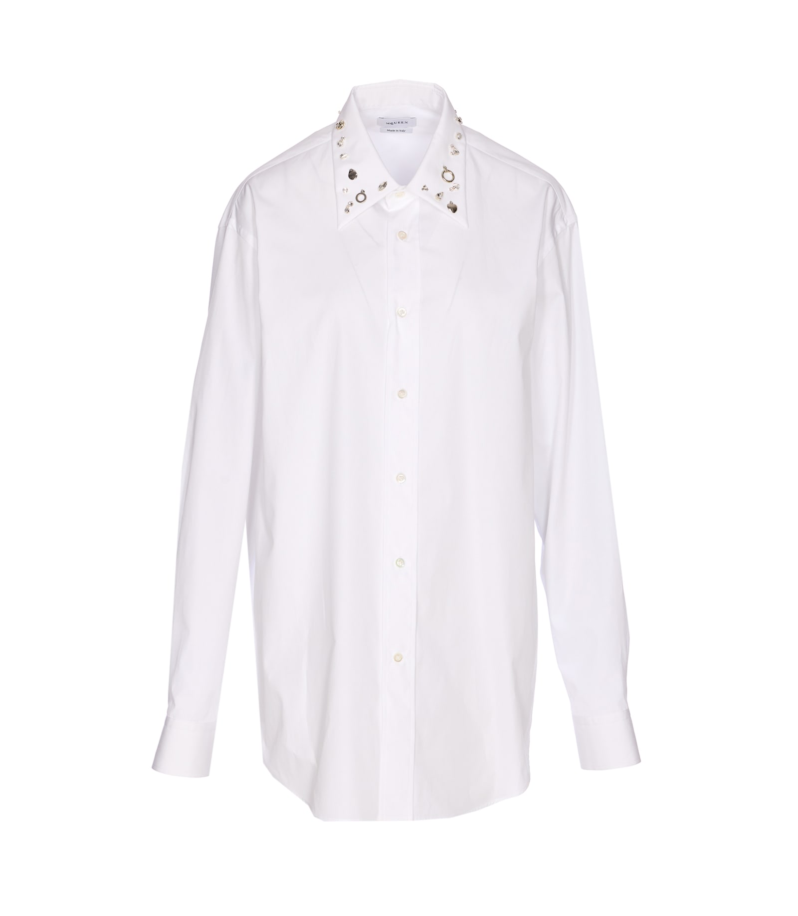 Alexander Mcqueen Embellished Collar Long Sleeves Shirt In White