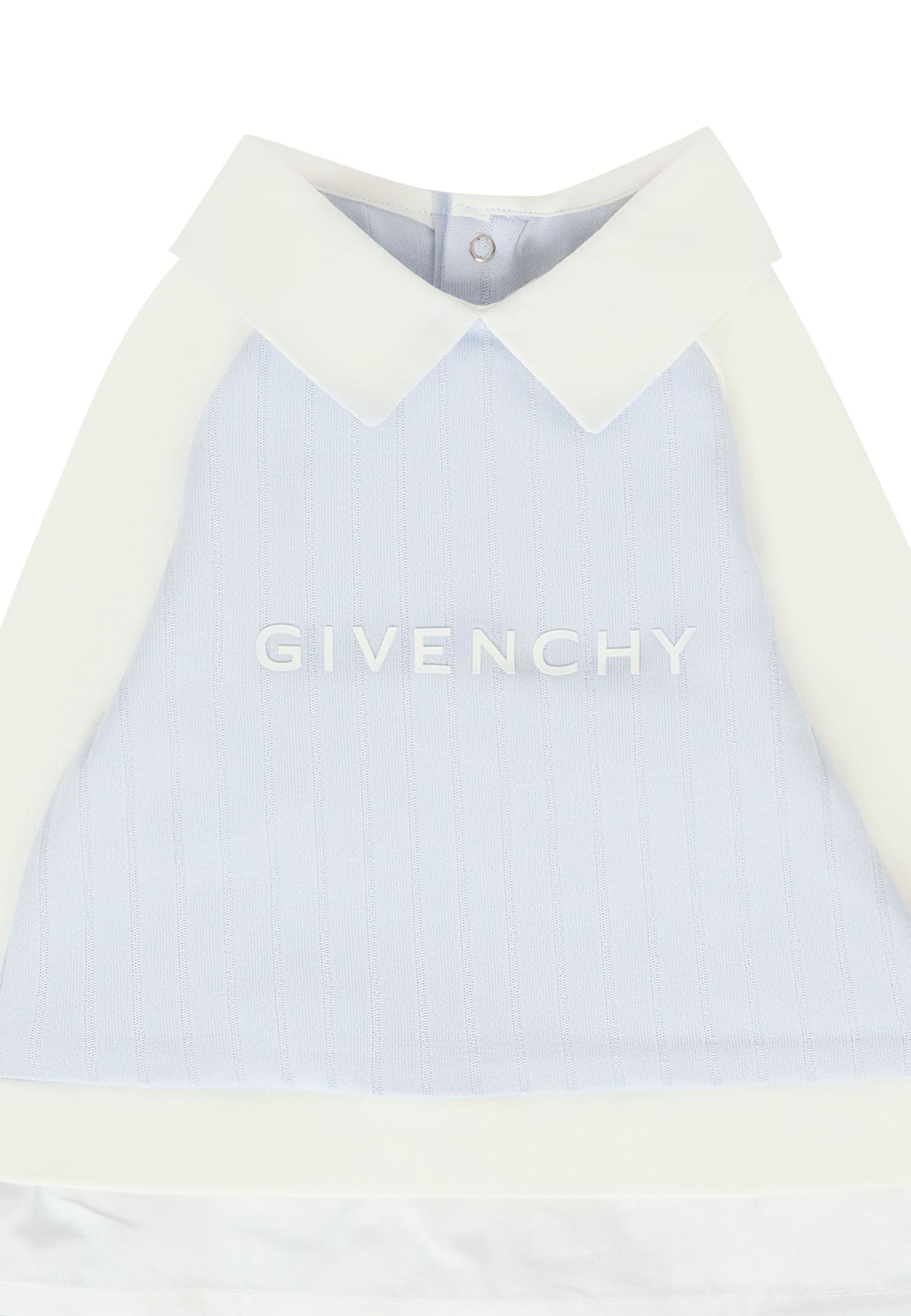 Givenchy Light Blue Babygrow For Baby Boy With Logo In Blue