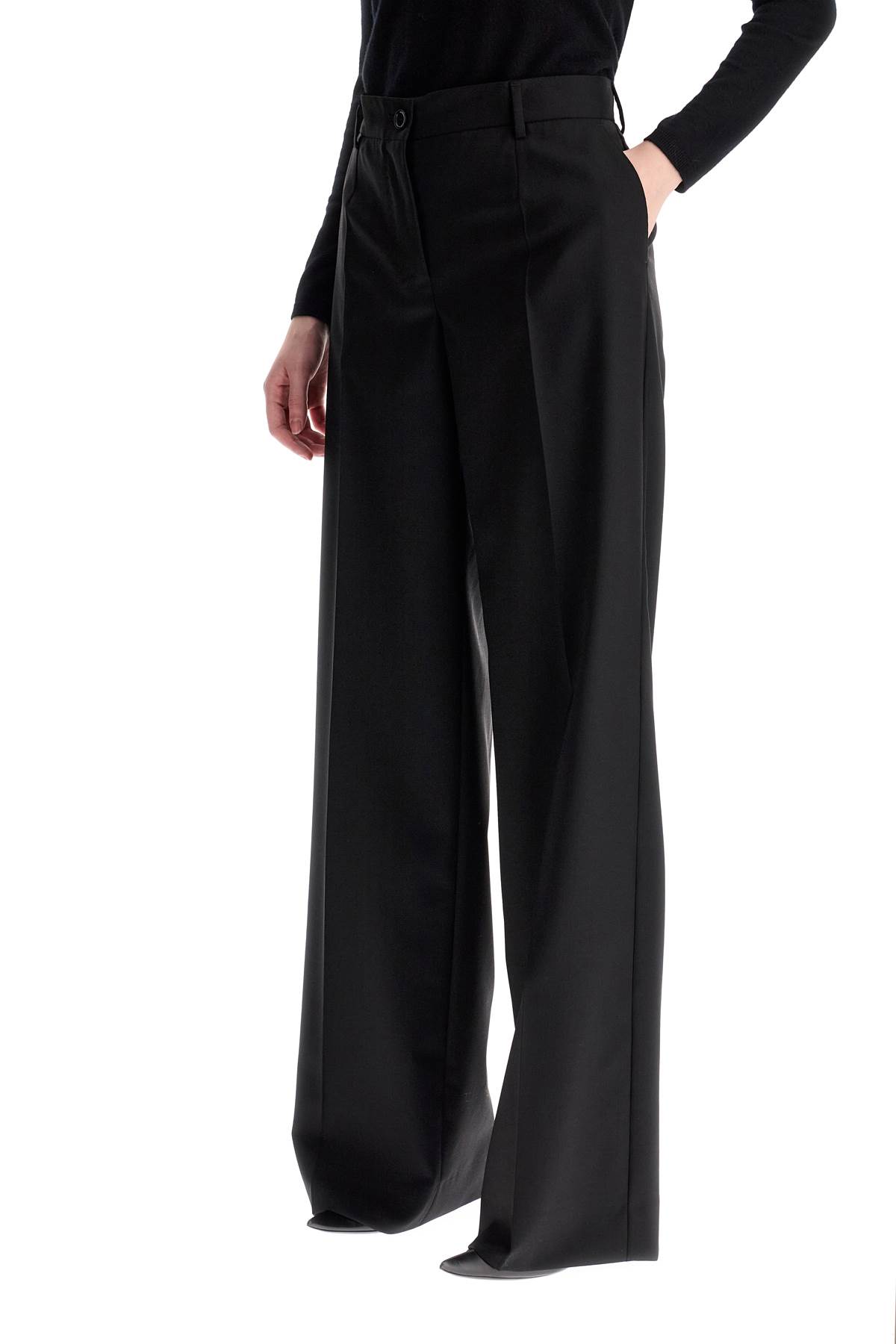 Shop Dolce & Gabbana Woolen Flare Pants In In Nero (black)