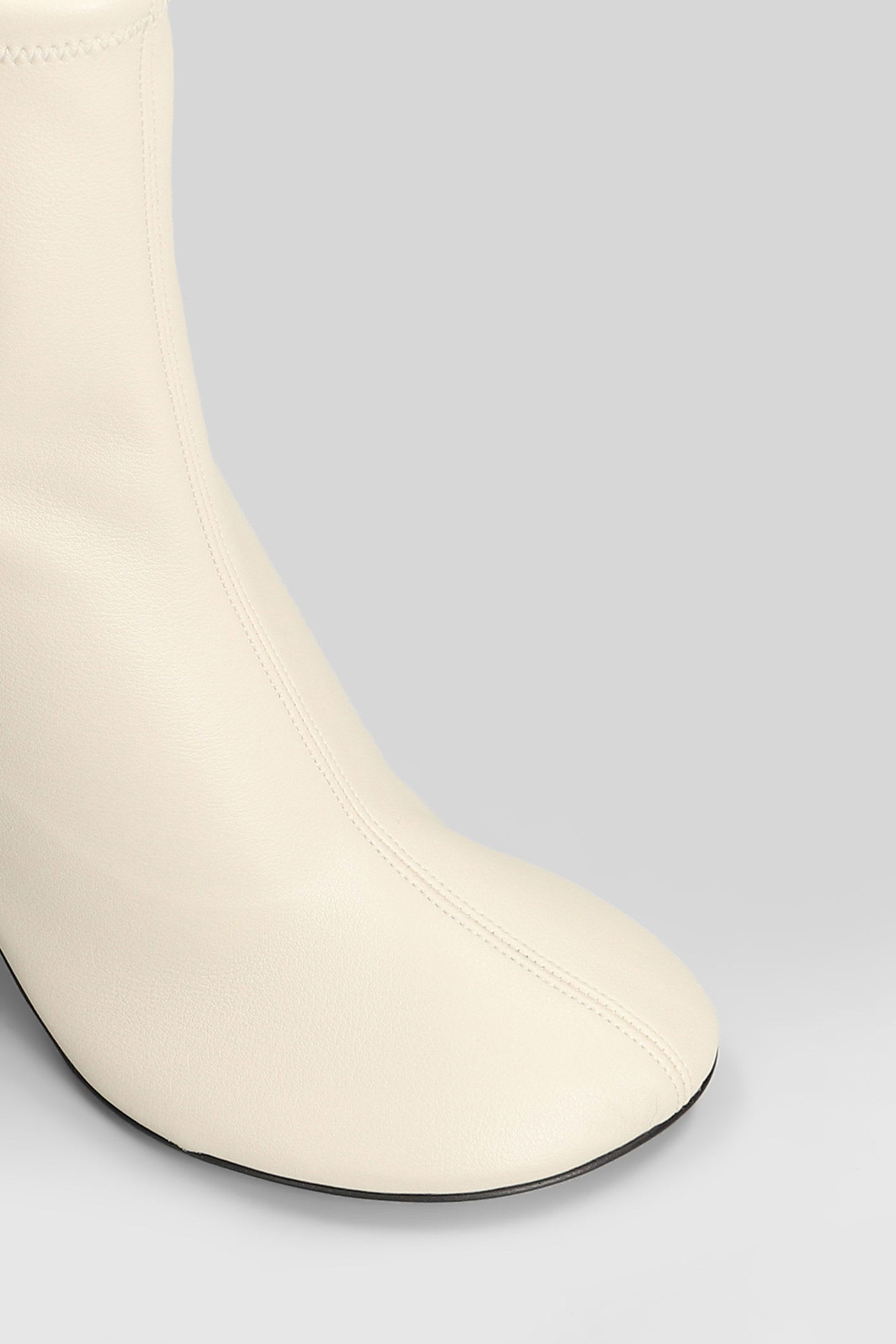 3juin Alessia 080 High Heels Ankle Boots In Beige Leather In White