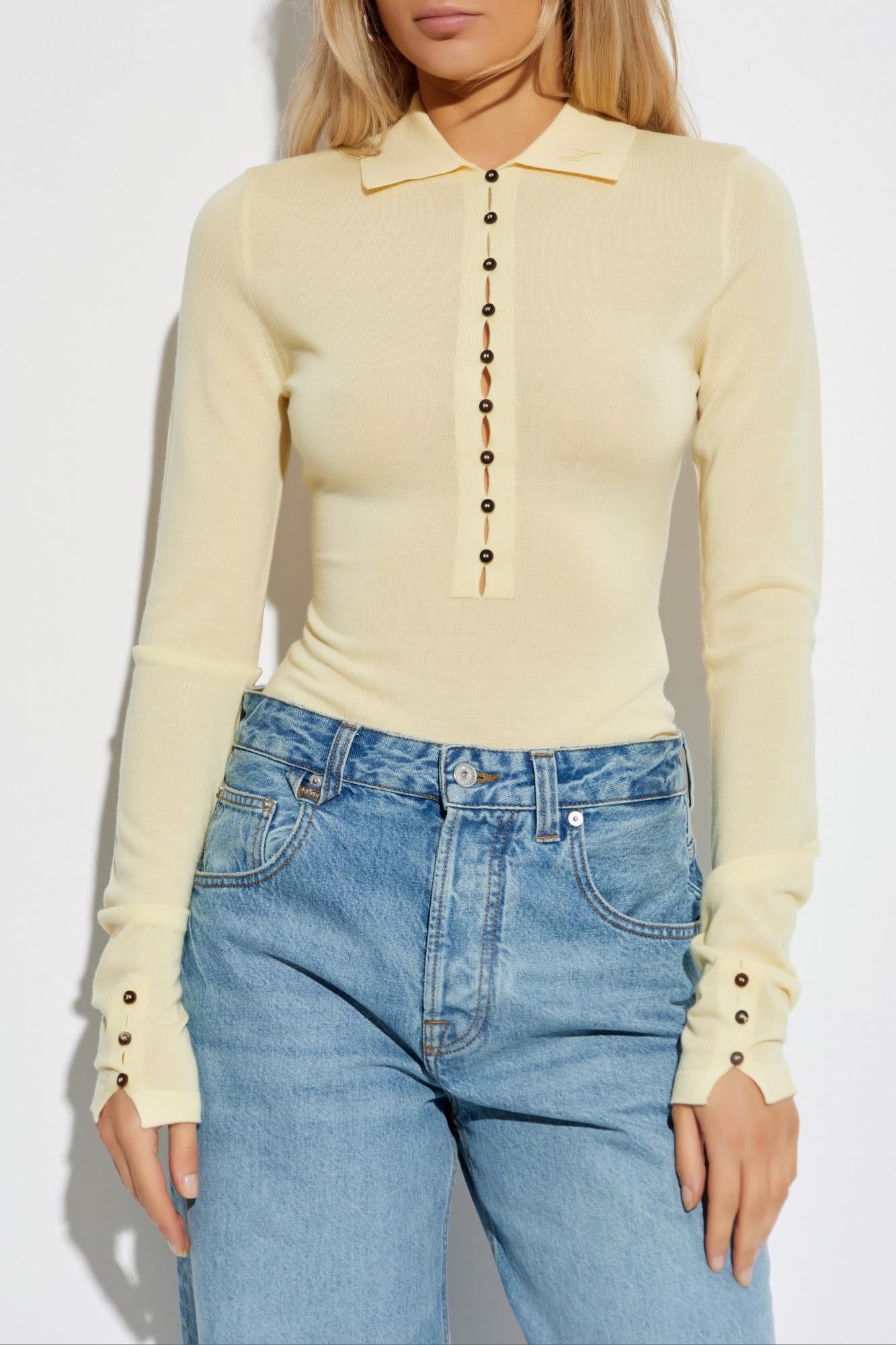 Jacquemus Merino Wool Polo Sweater Merino ml In Neutral