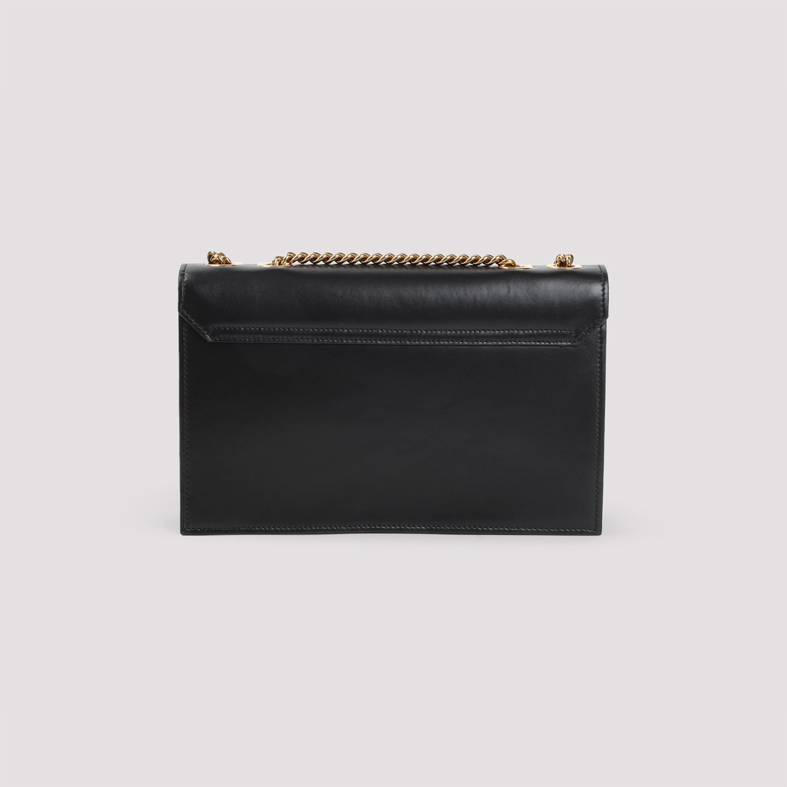 Roberto Cavalli Black Leather Shoulder Bag With Gold Emblem In Black