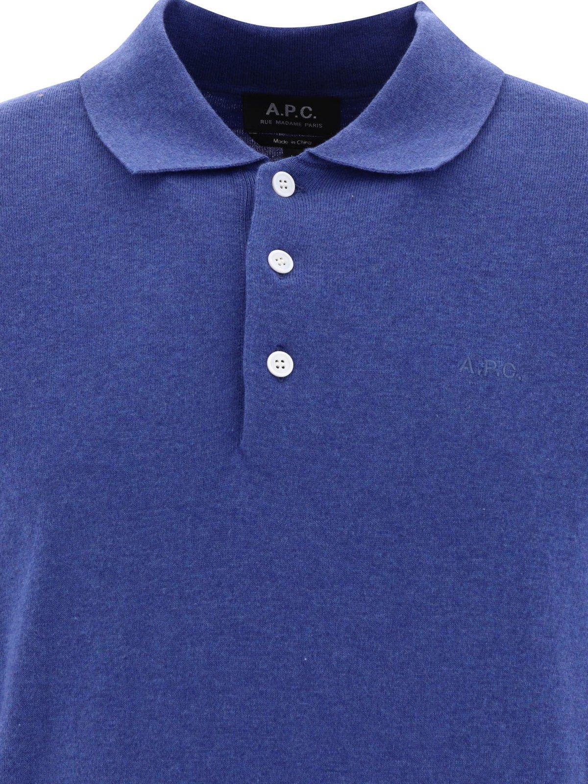 Shop Apc Gregory Logo Embroidered Polo Shirt