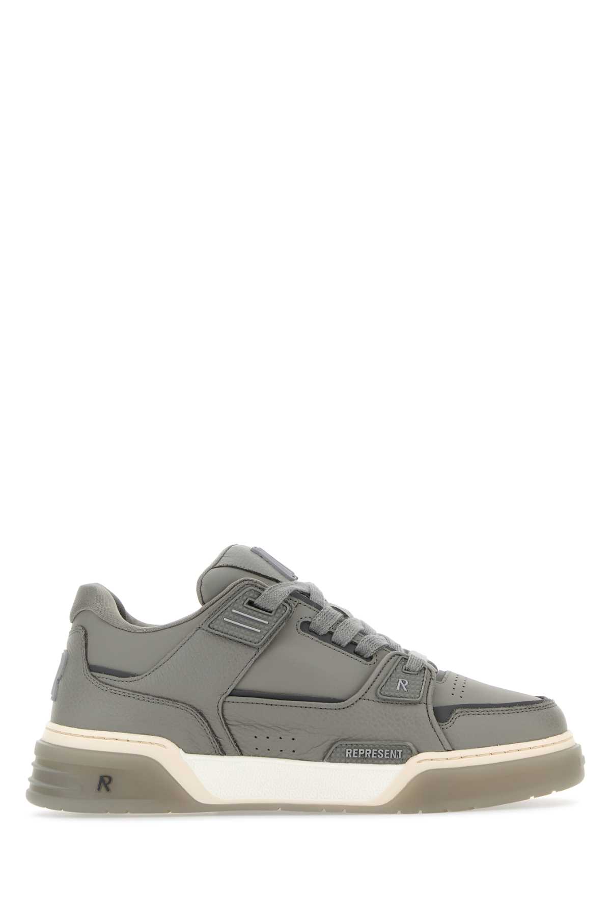 Dark Grey Leather Studio Sneakers