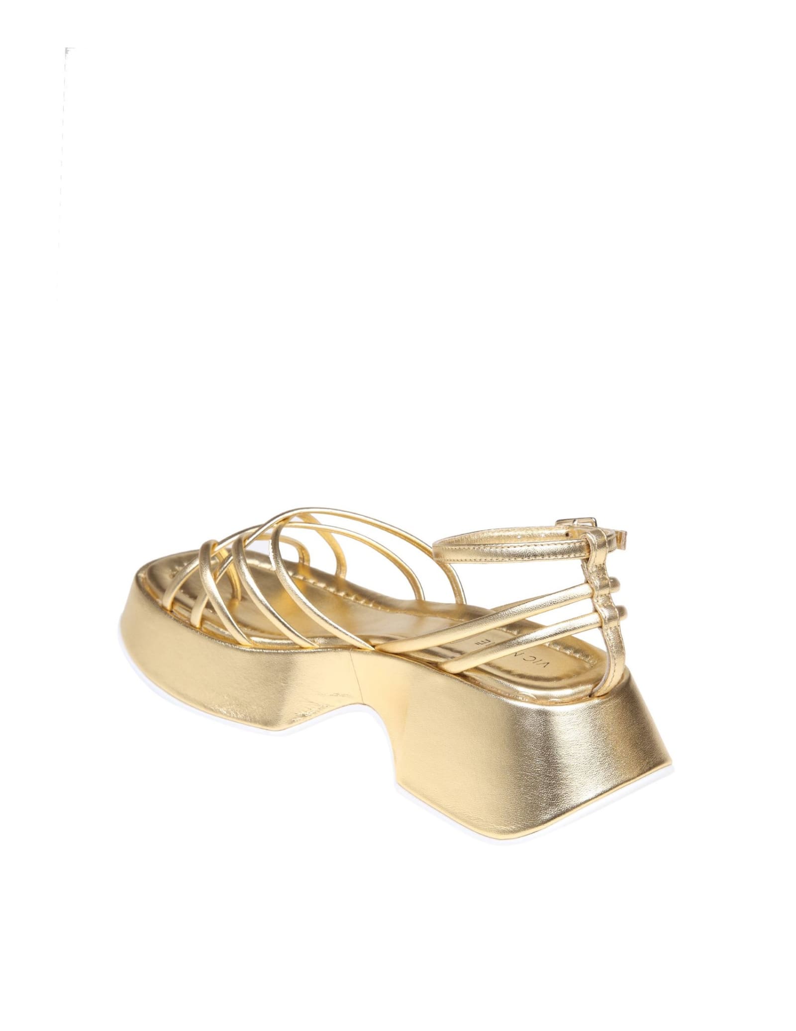 Shop Vic Matie Gold Color Laminated Leather Sandal