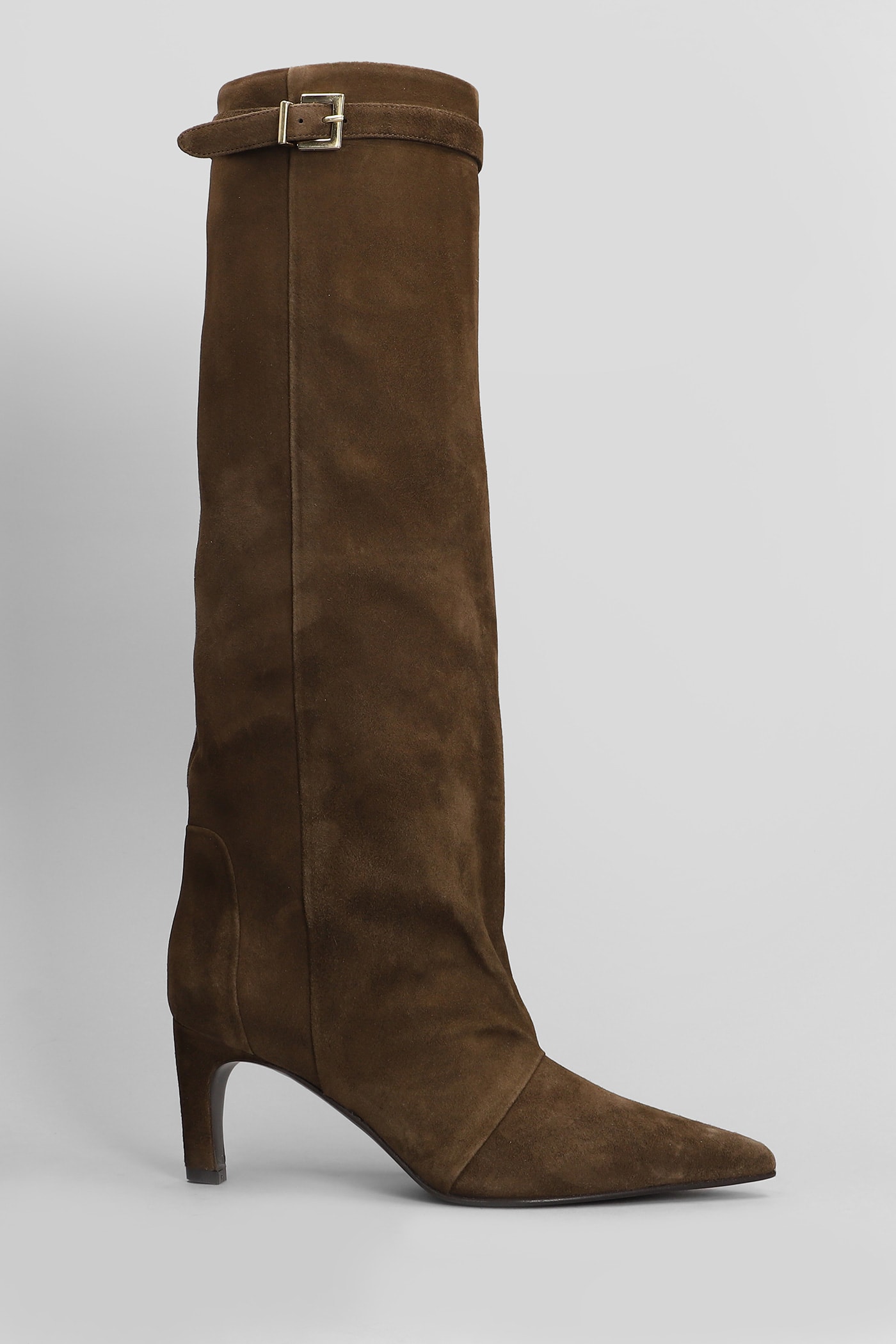 High Heels Boots In Brown Suede