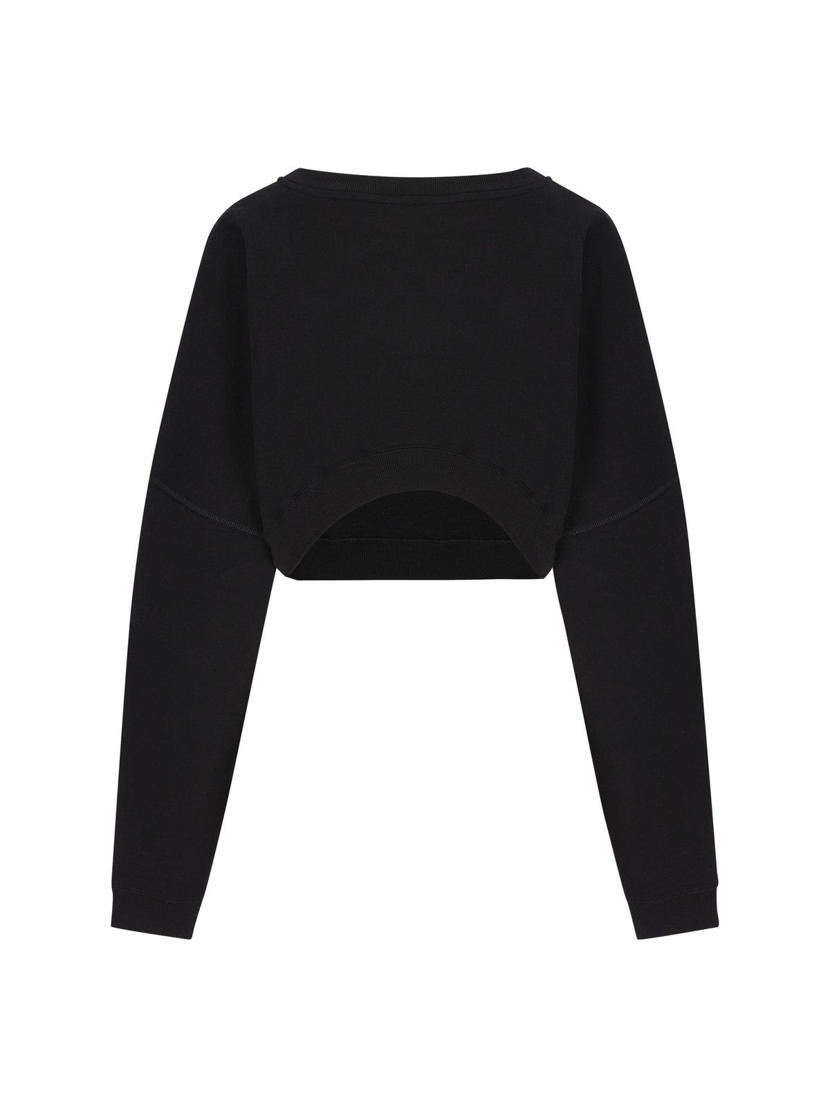 Shop Saint Laurent Crewneck Cropped Sweatshirt In Noir