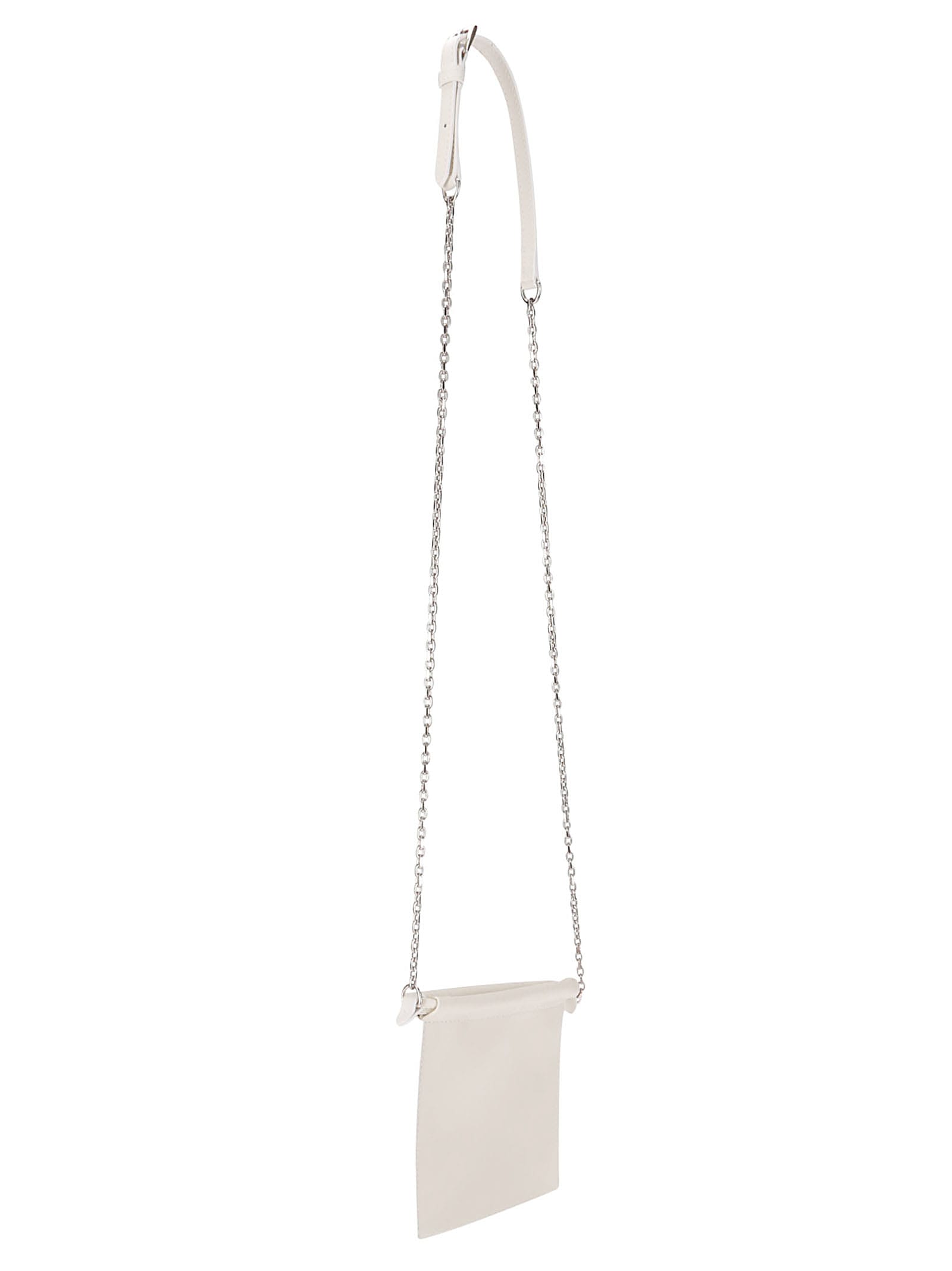Shop Maison Margiela Drawstring Phone Neck Pouch With Chain In White