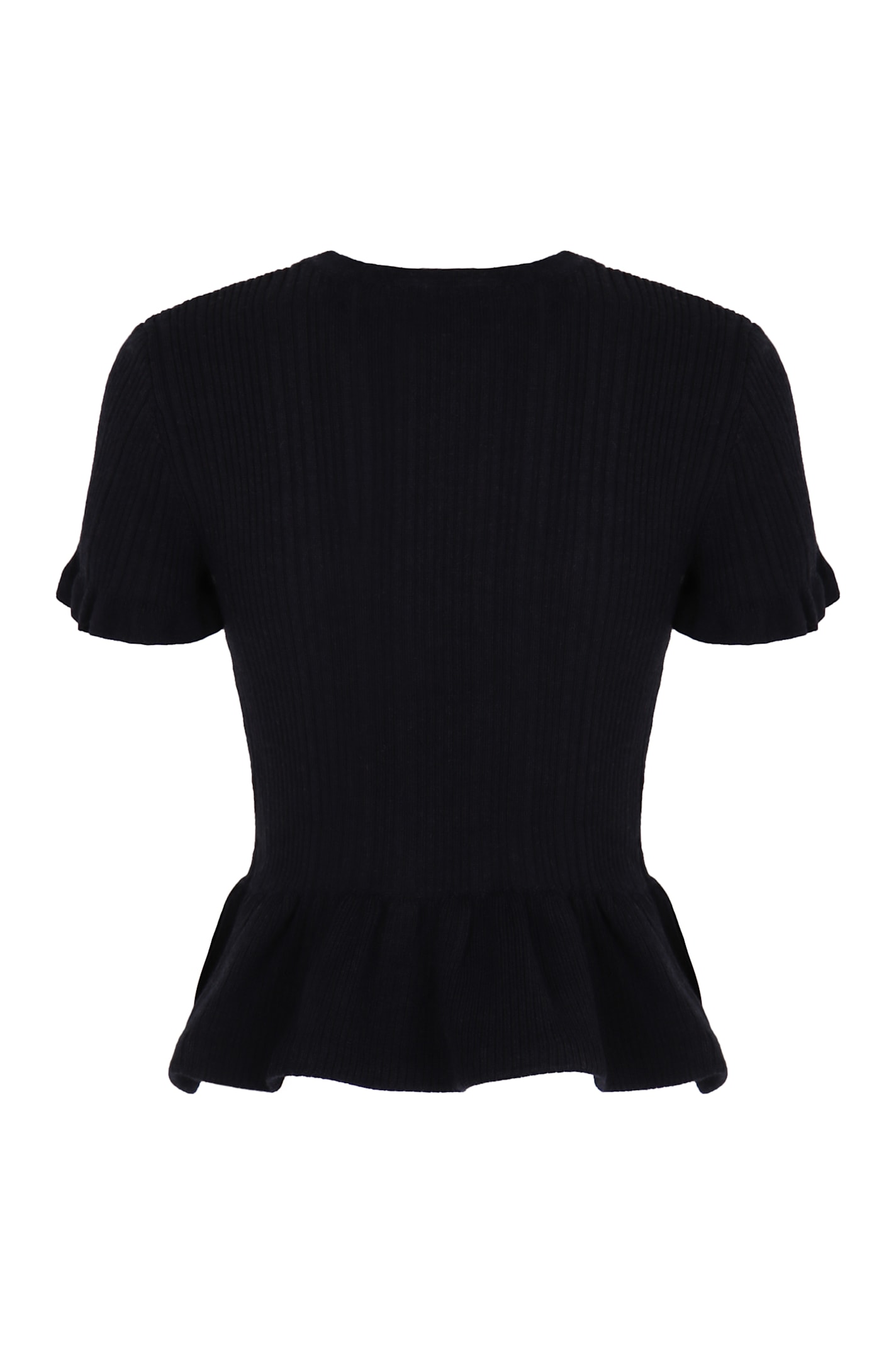 Self-portrait Asymmetrical Knitted Top In Blue