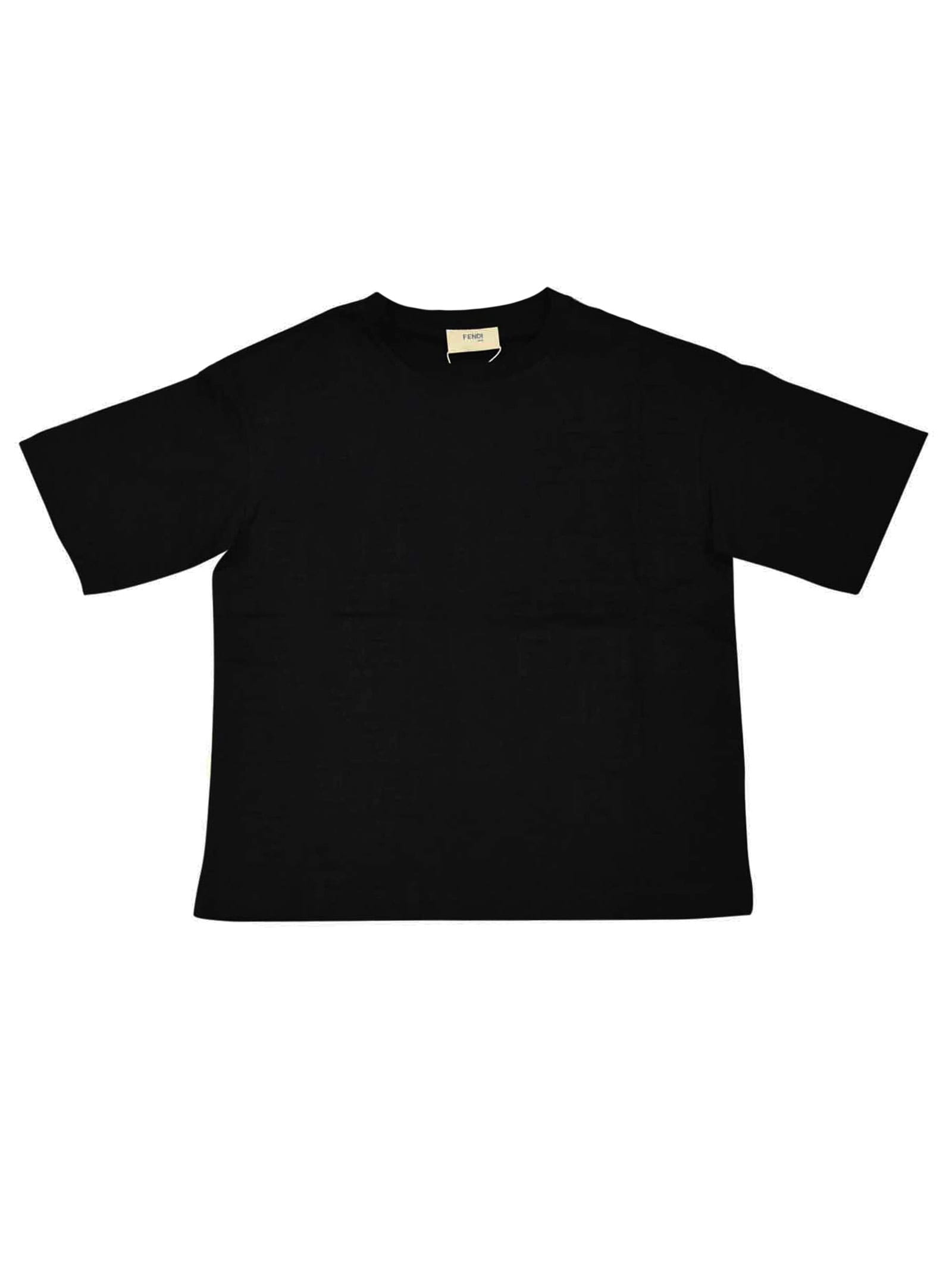 Fendi Black T-shirt With Logo Trama