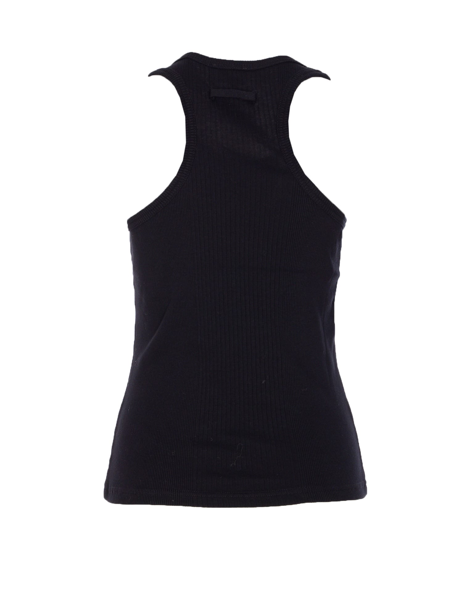 Jean Paul Gaultier Tank Top With Gold-tone Hardware And Ribbed Texture In Black