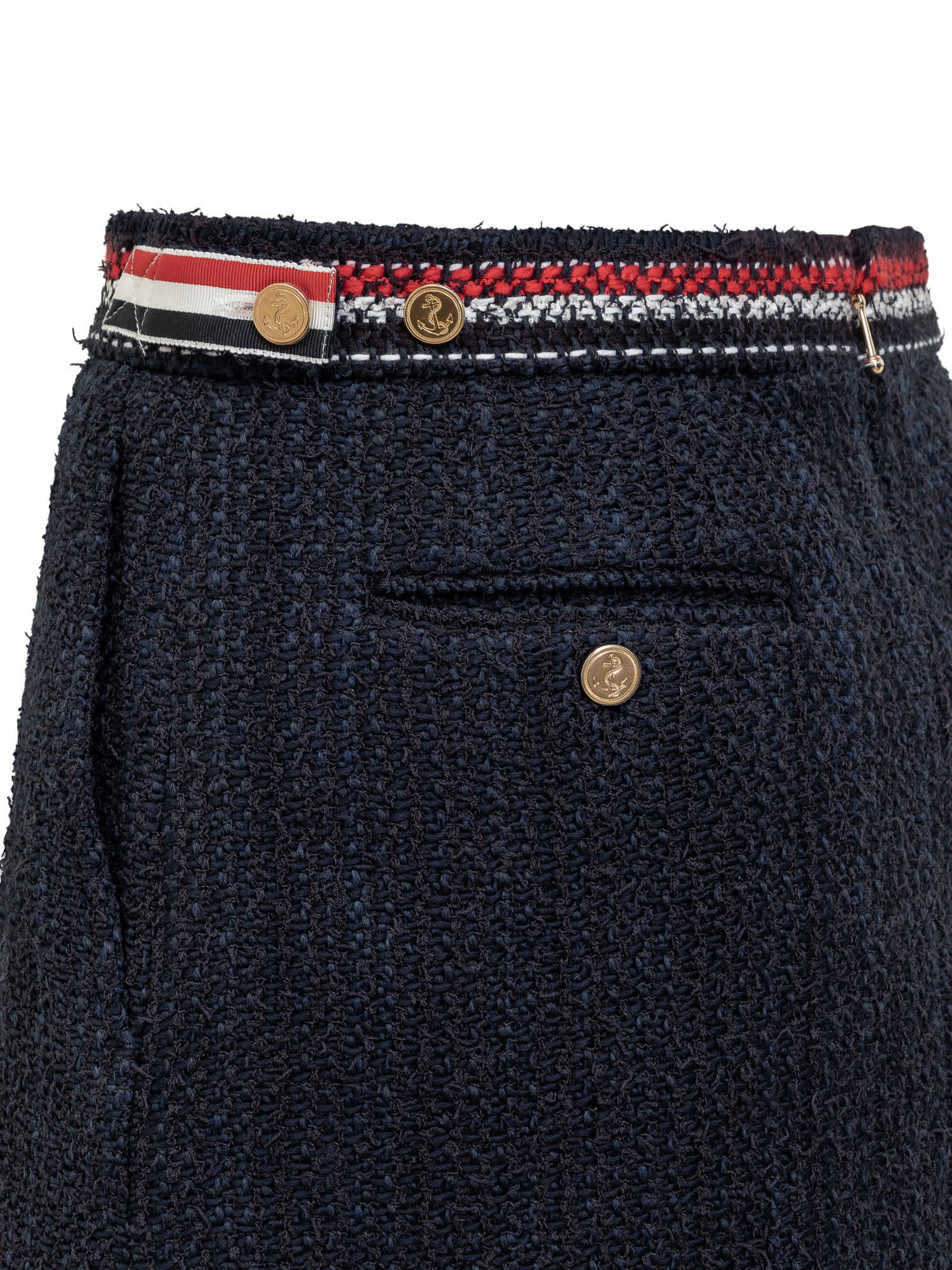 Shop Thom Browne Rwb Tweed Skirt In Navy