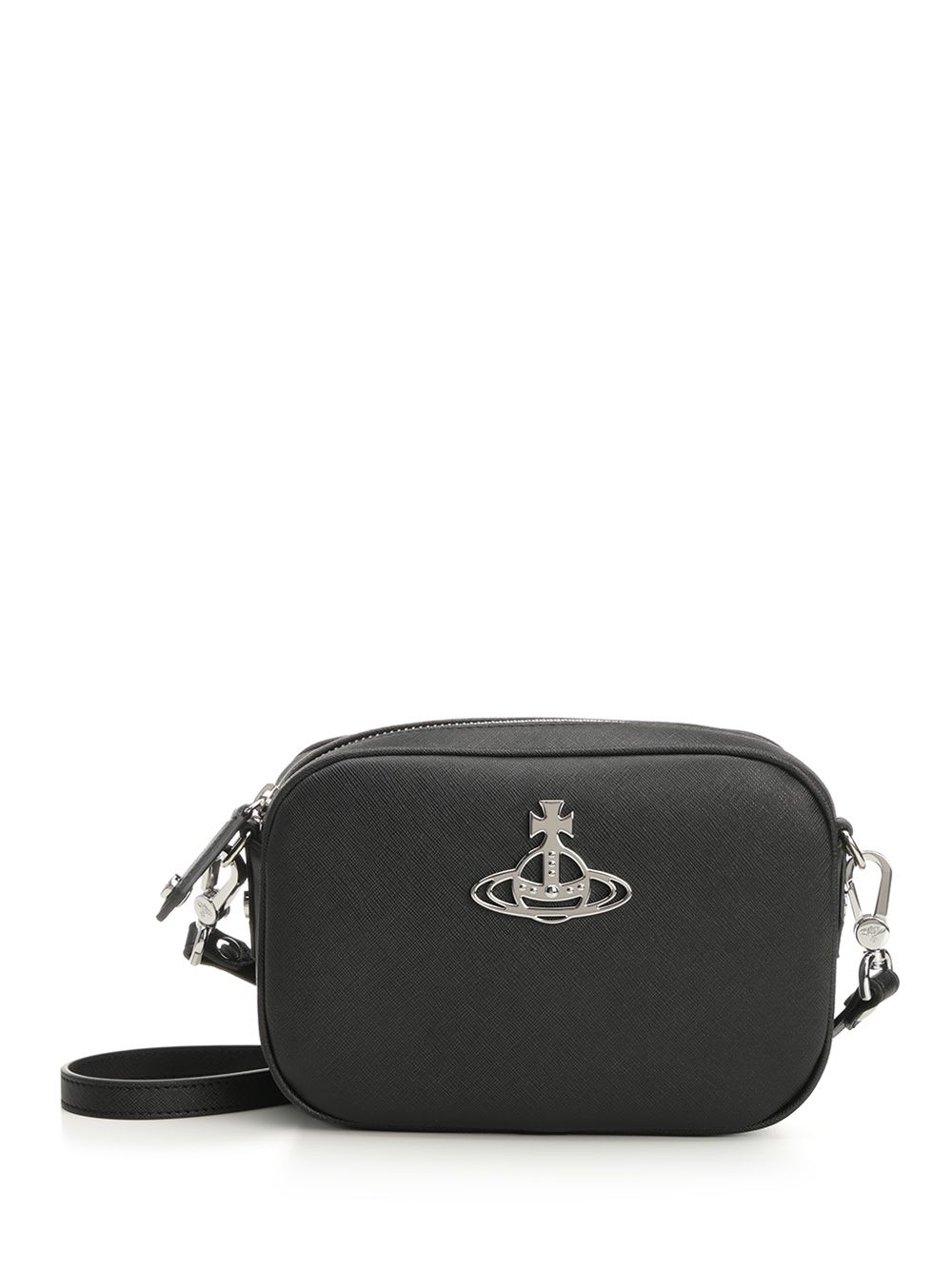 Vivienne Westwood Adjustable Strap Shoulder Bag With Rear Zip Pocket In Black
