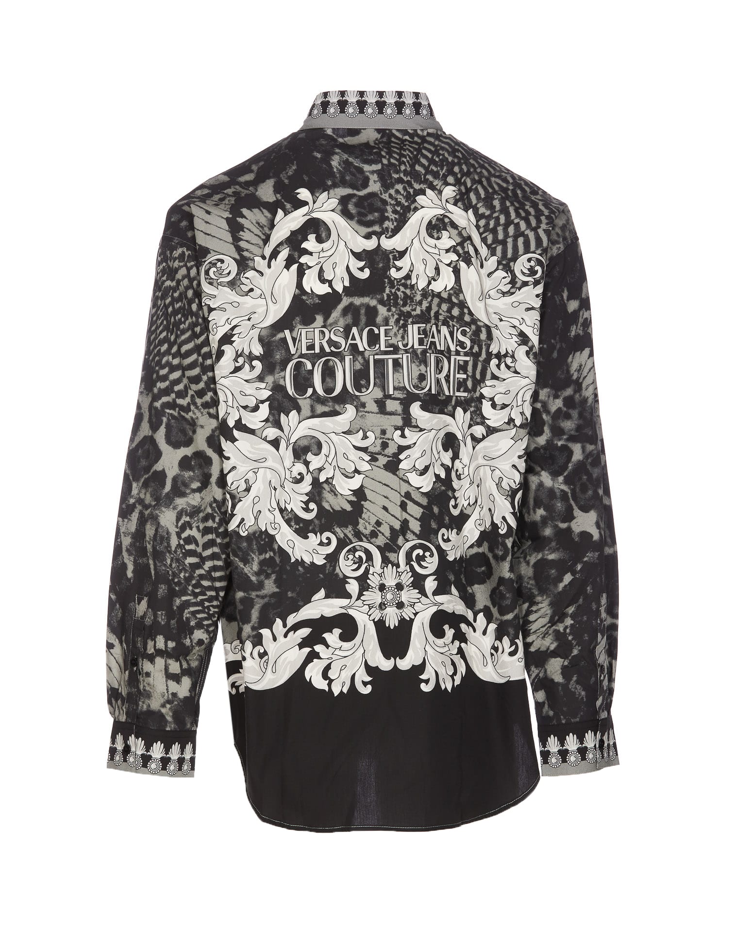 Shop Versace Jeans Couture Pop Animal Baroque Shirt In Black/grey