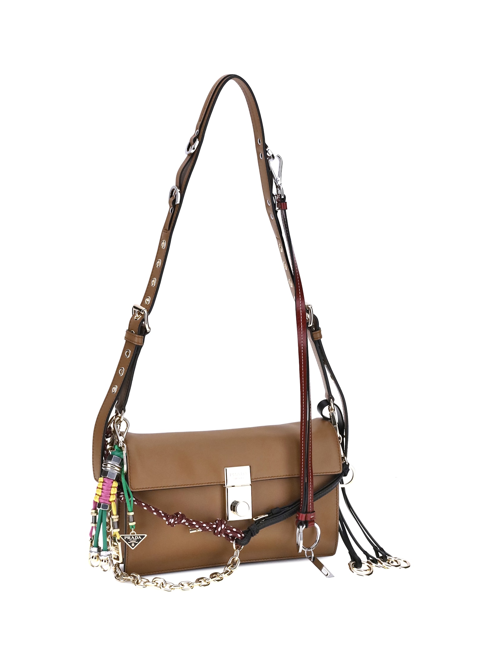 Prada Soft Sound Small Shoulder Bag In Brown