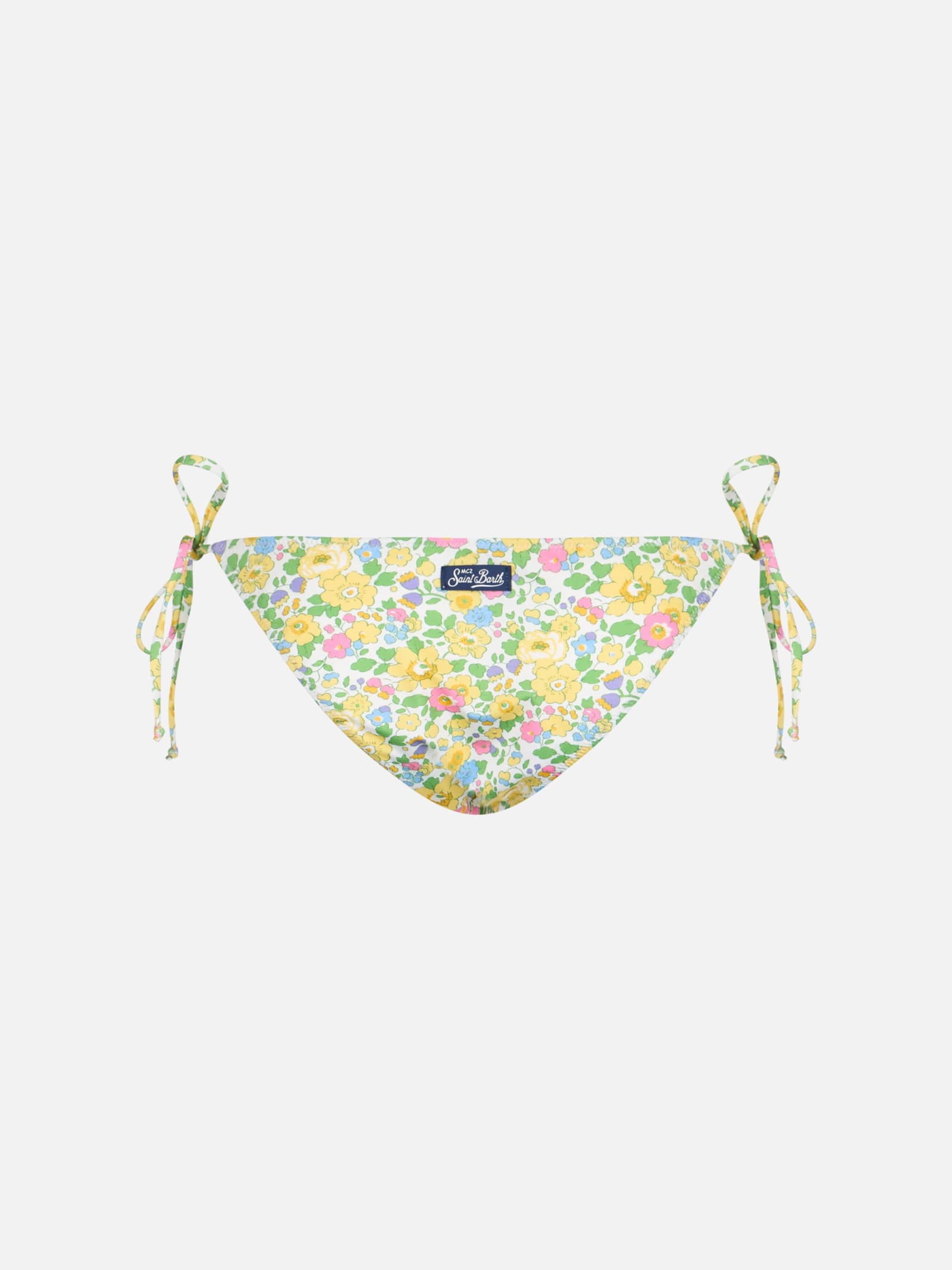 Mc2 Saint Barth Woman Betsy Classic Swim Briefs Virgo Made With Liberty Fabric In Yellow