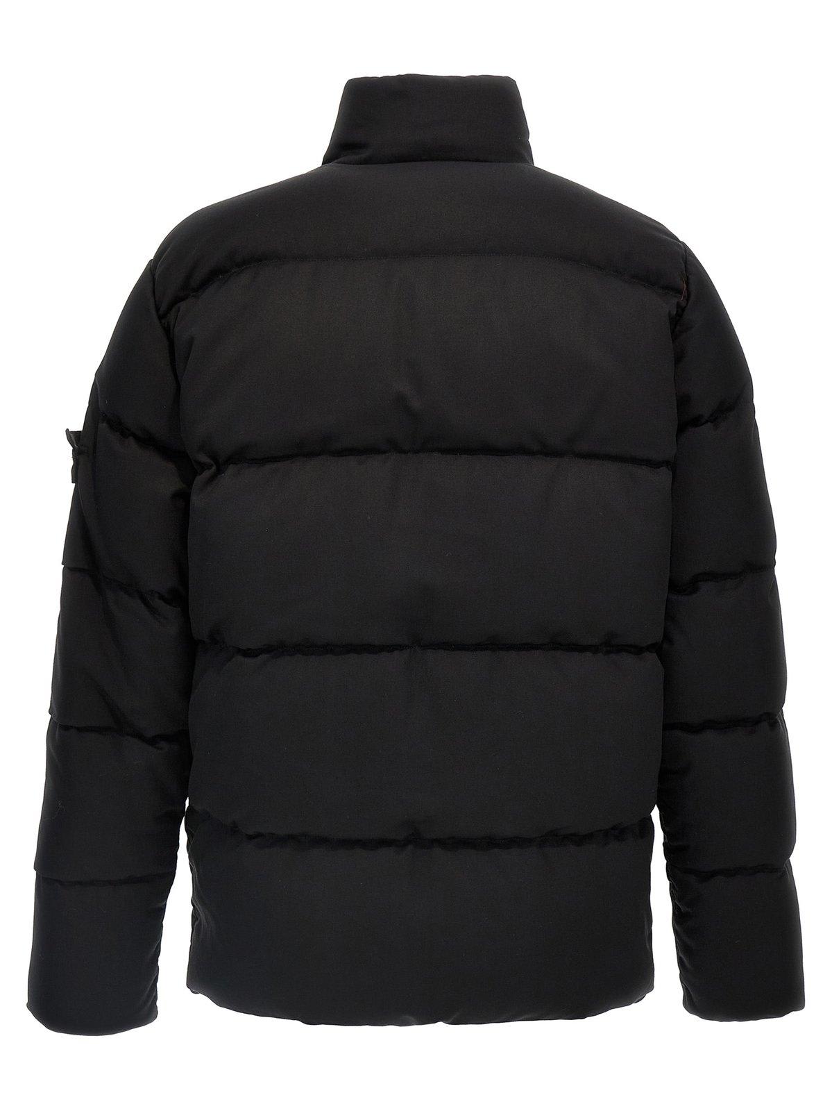 Shop Stone Island Logo Patch Zipped Padded Jacket In Nero