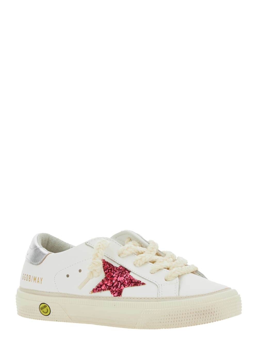 Golden Goose May Leather Upper Glitter Star Laminated Heel - Include Codice Gyf In White